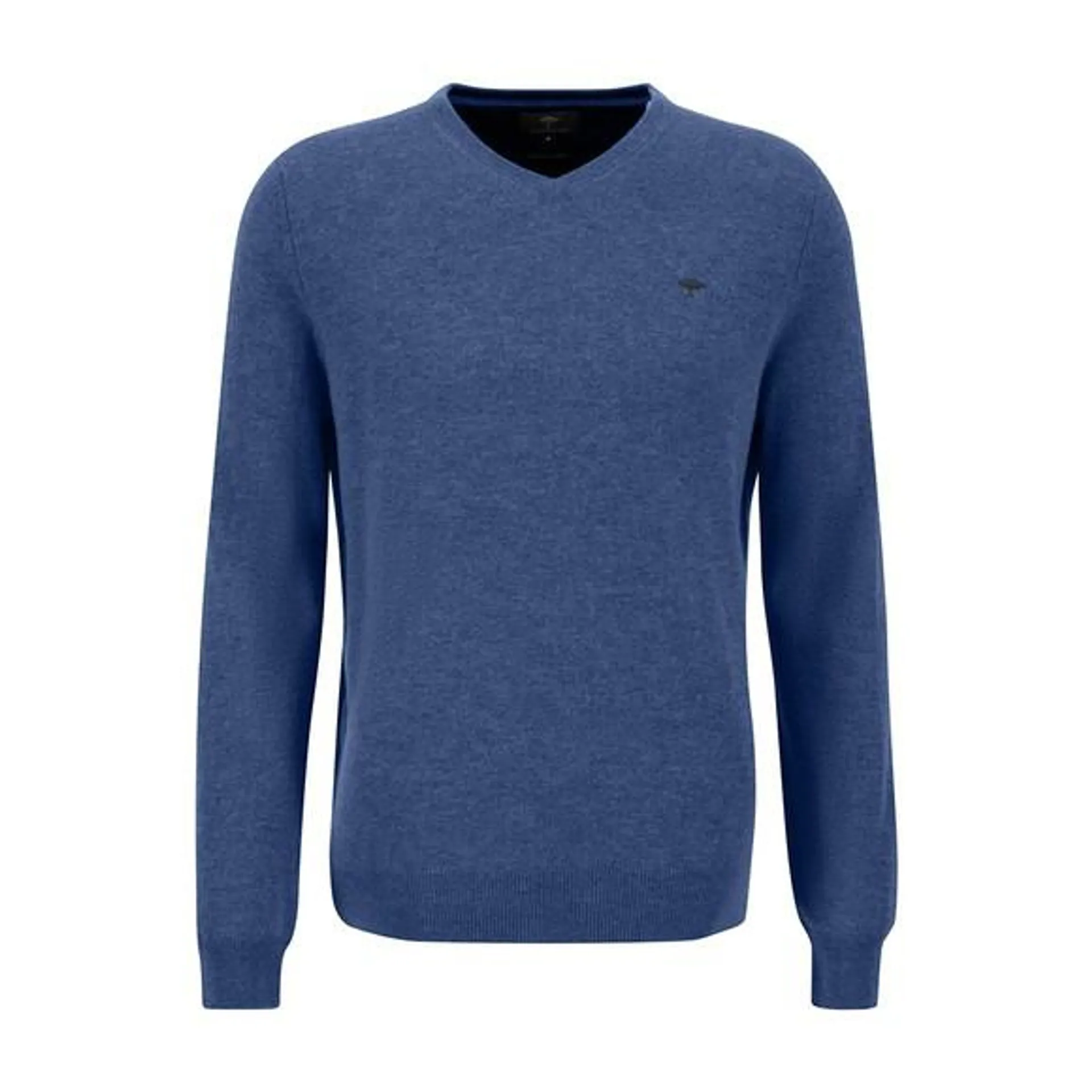 Mens Blue V Neck Merino Cashmere Jumper