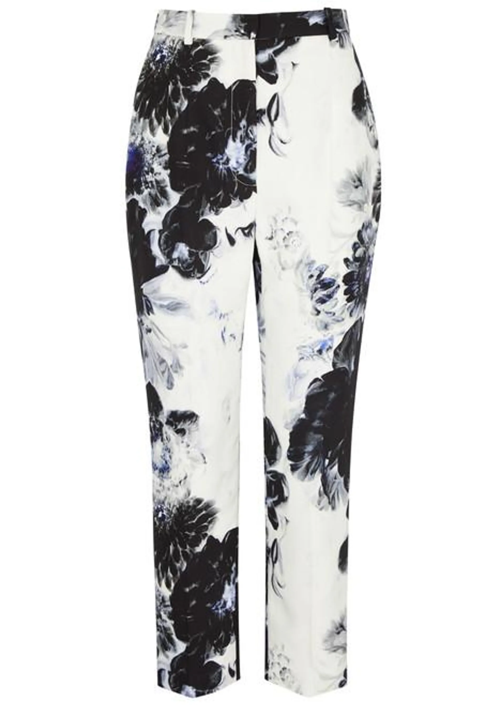 Floral-print slim-leg trousers