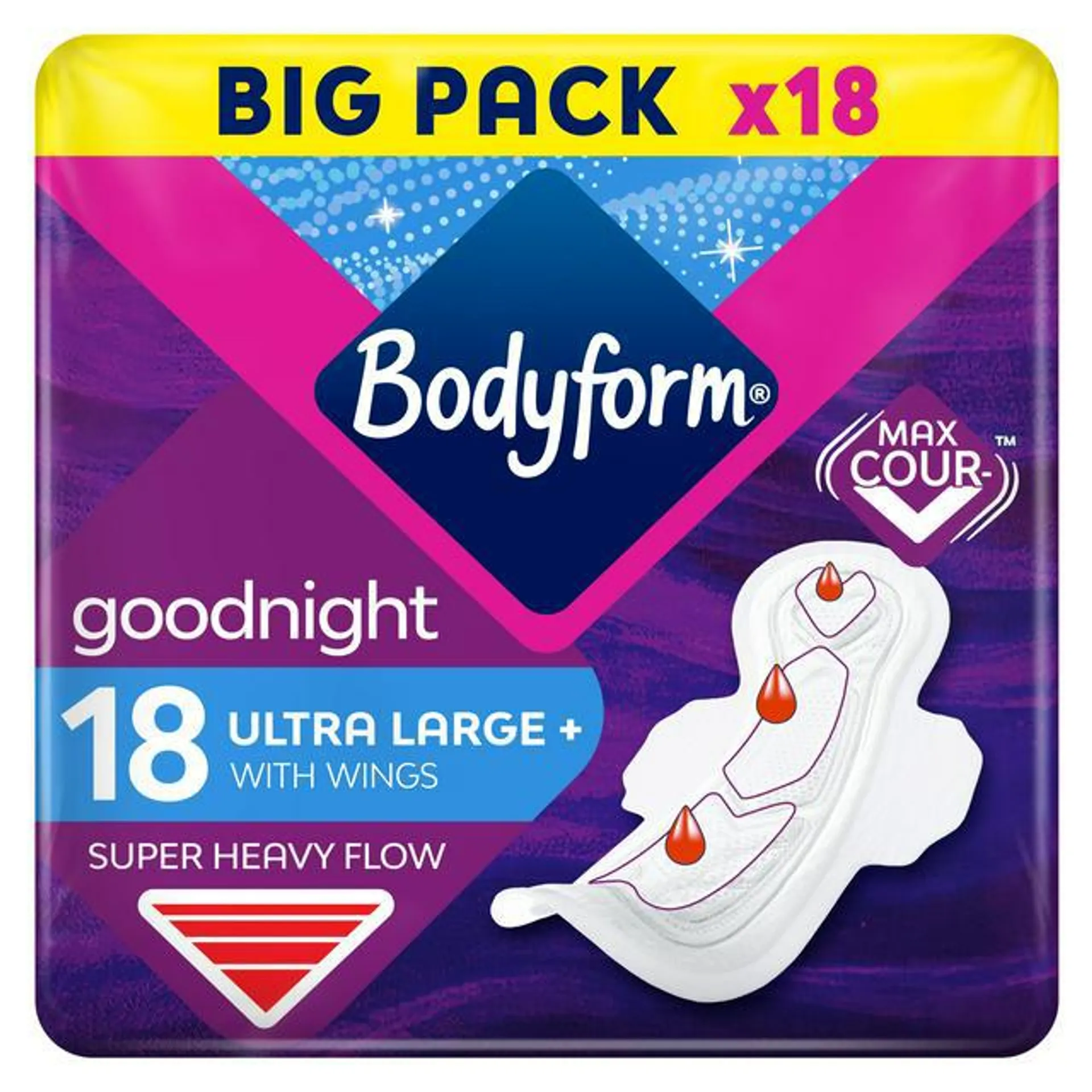 Bodyform Ultra Night Sanitary Towels Wings x18