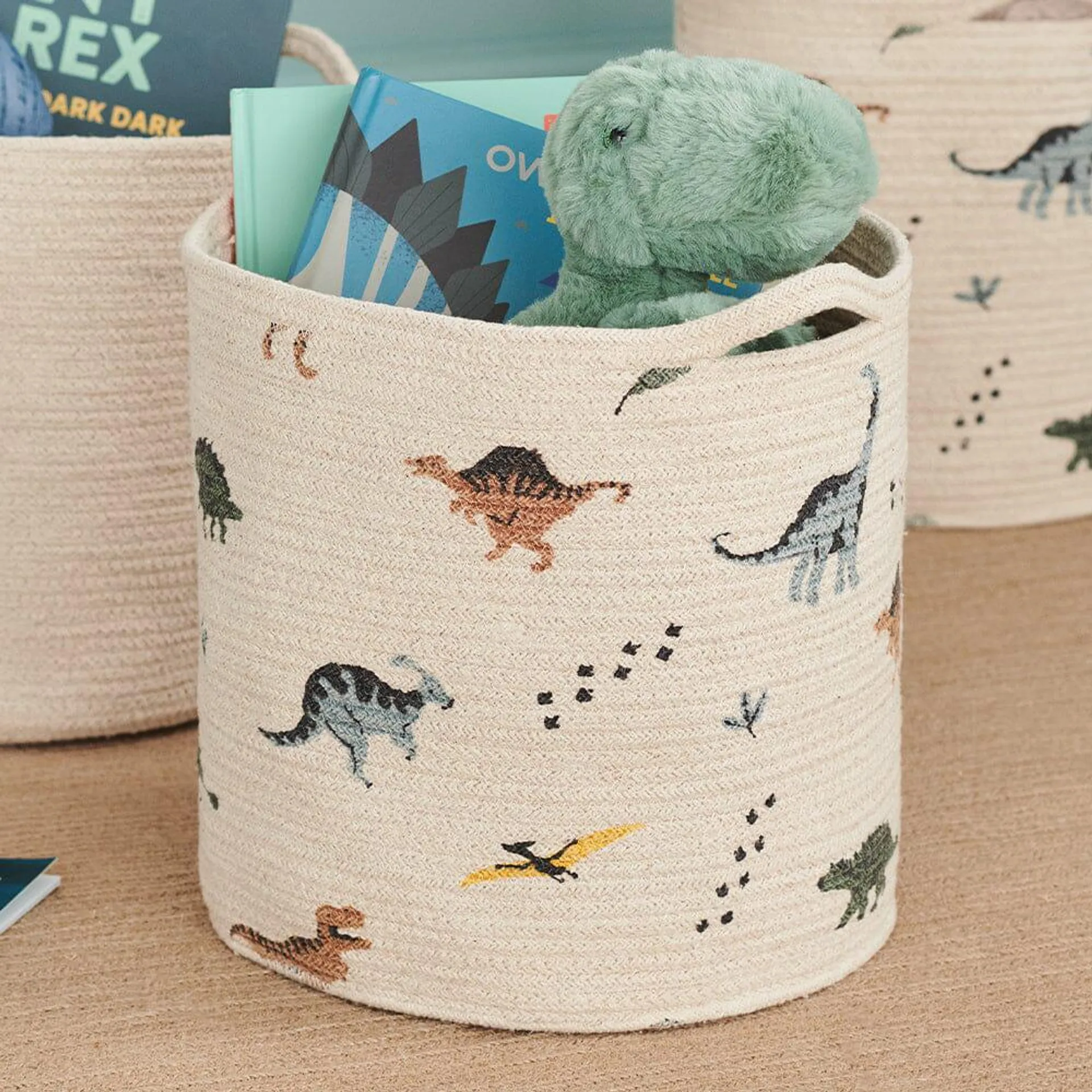 Woven Storage Basket, Dinosaur Explorer