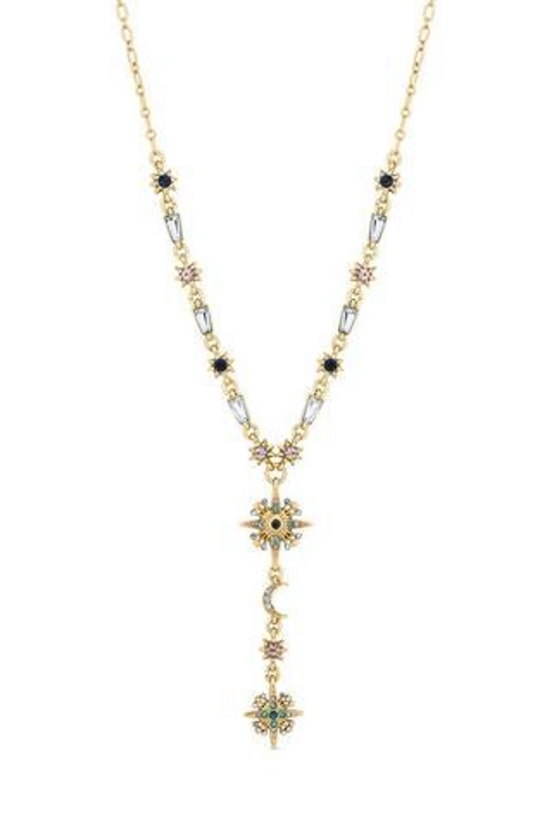 Gold Plated Multi Coloured Fine Celestial Y Necklace