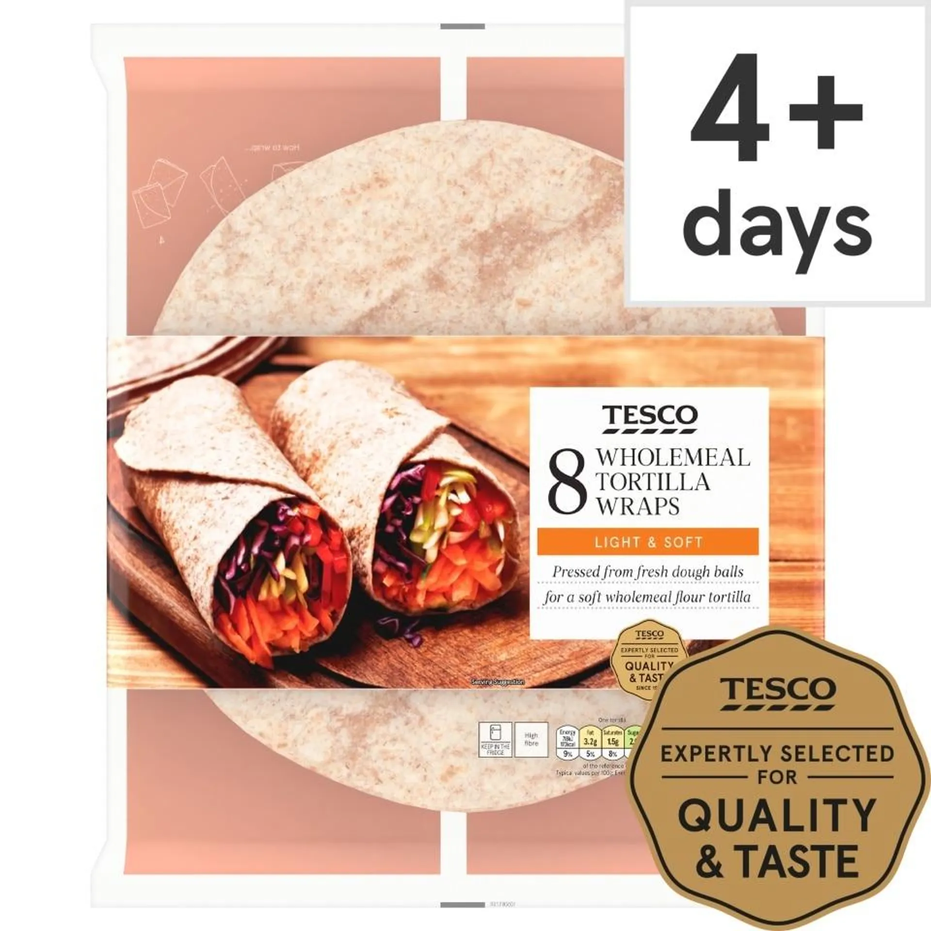 Tesco Wholemeal Tortilla Wraps 8 pack