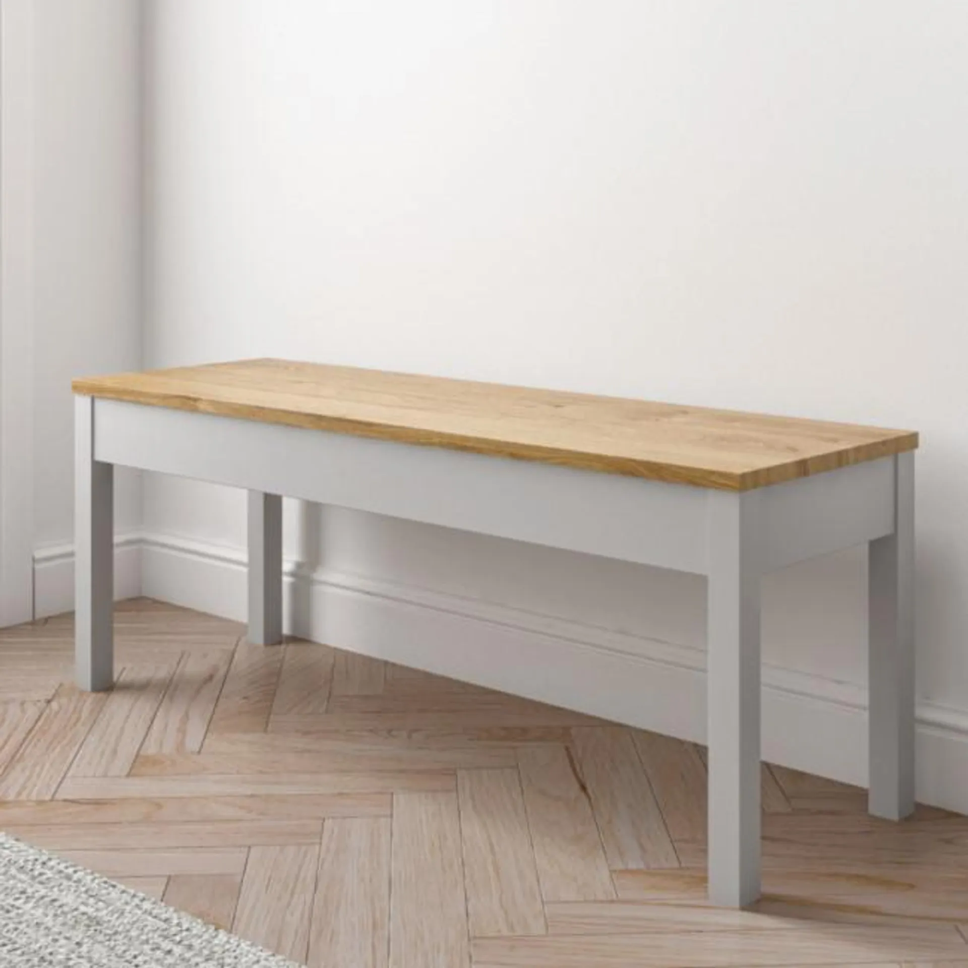 Grey & Solid Pine 2 Seater Hallway Bench - Emerson