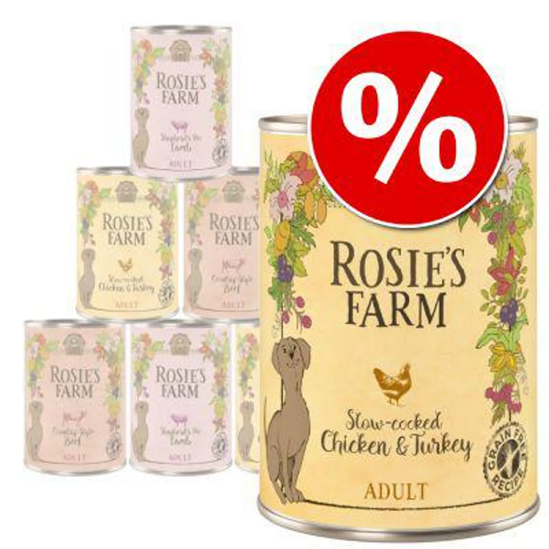 6 x 400g Rosie's Farm Mixed Trial Packs Wet Dog Food - Special Price!*