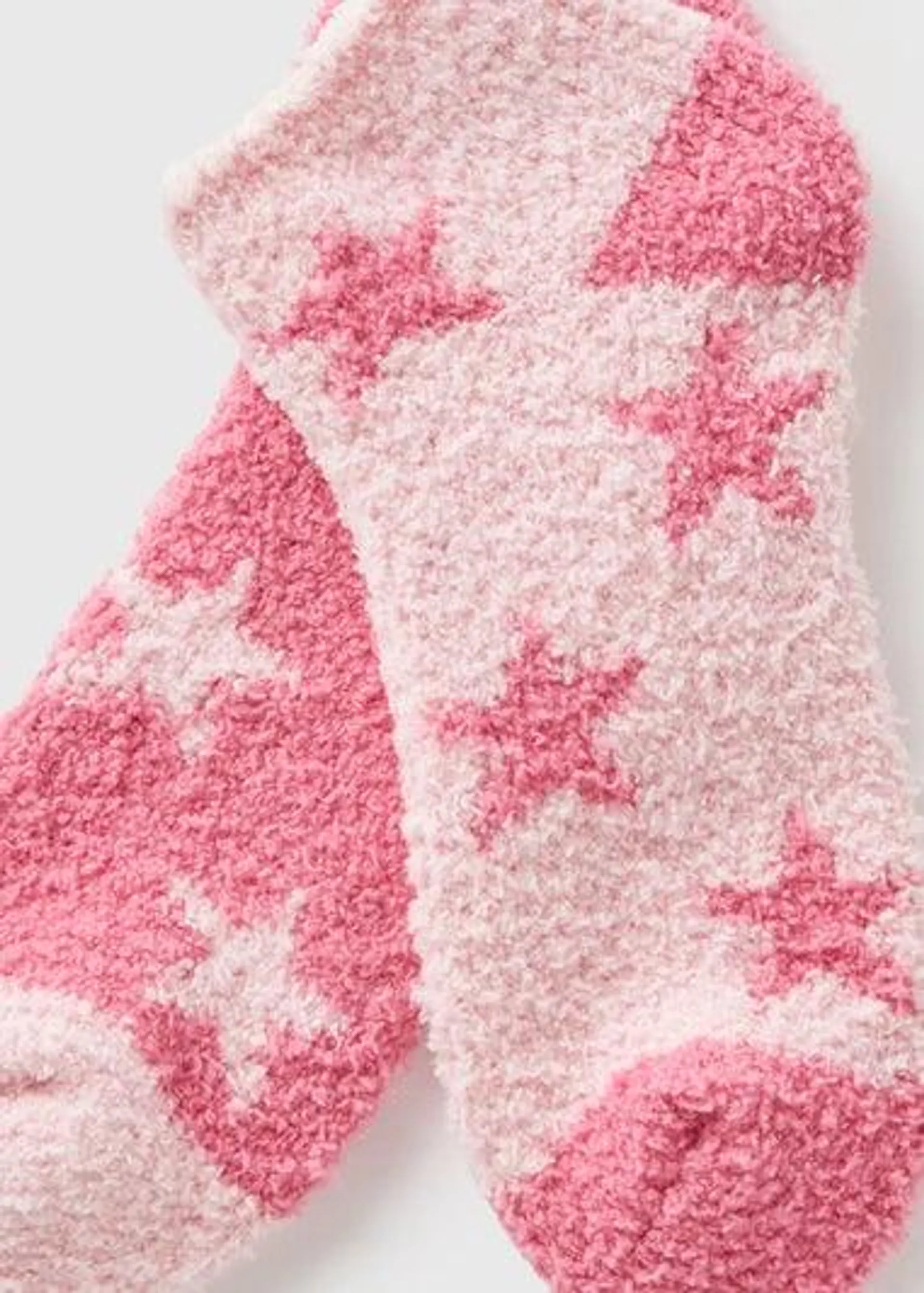 2 Pack Pink Star Cosy Socks