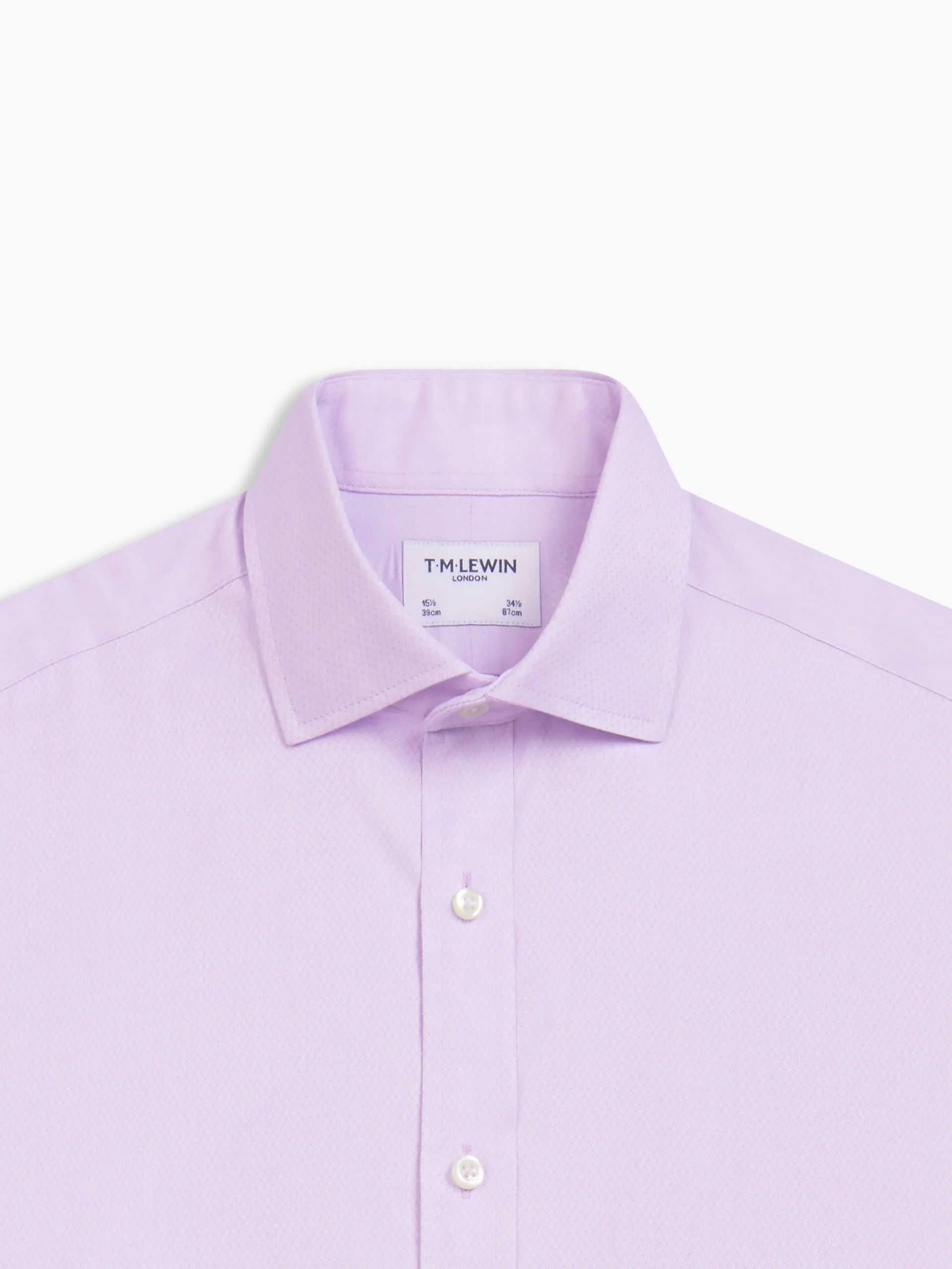 Non-Iron Slim Fit Purple Diamond Print Dobby Classic Collar Single Cuff Shirt