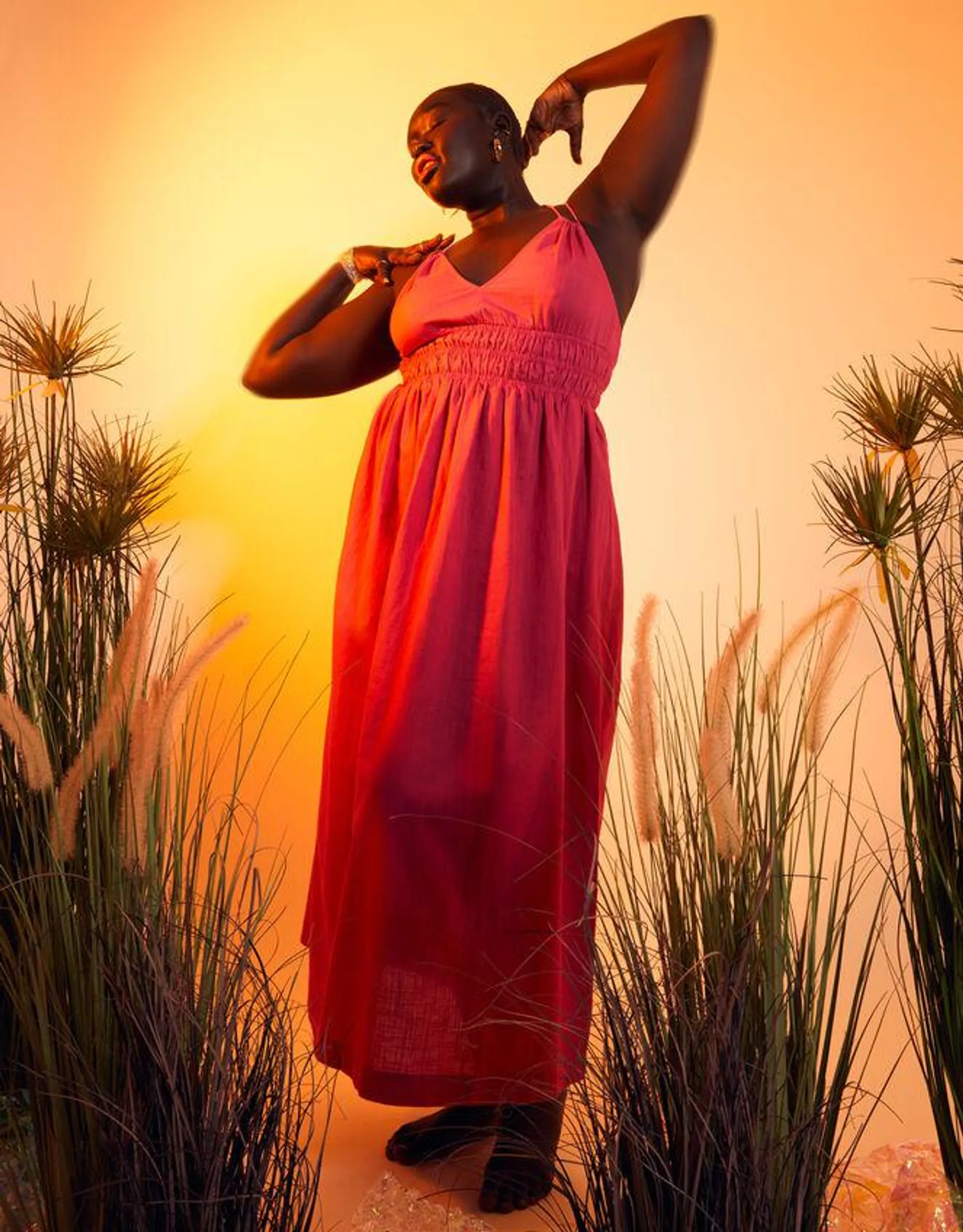 Plain Strappy Sundress Pink