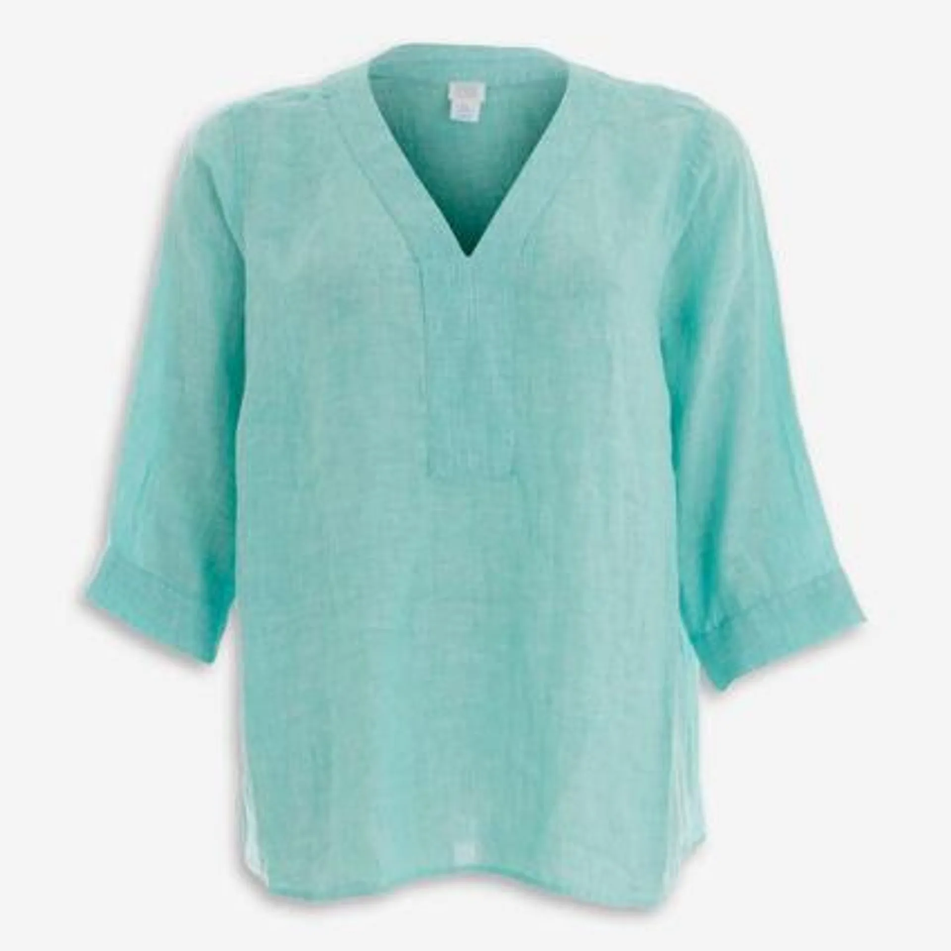 Turquoise Linen Blouse