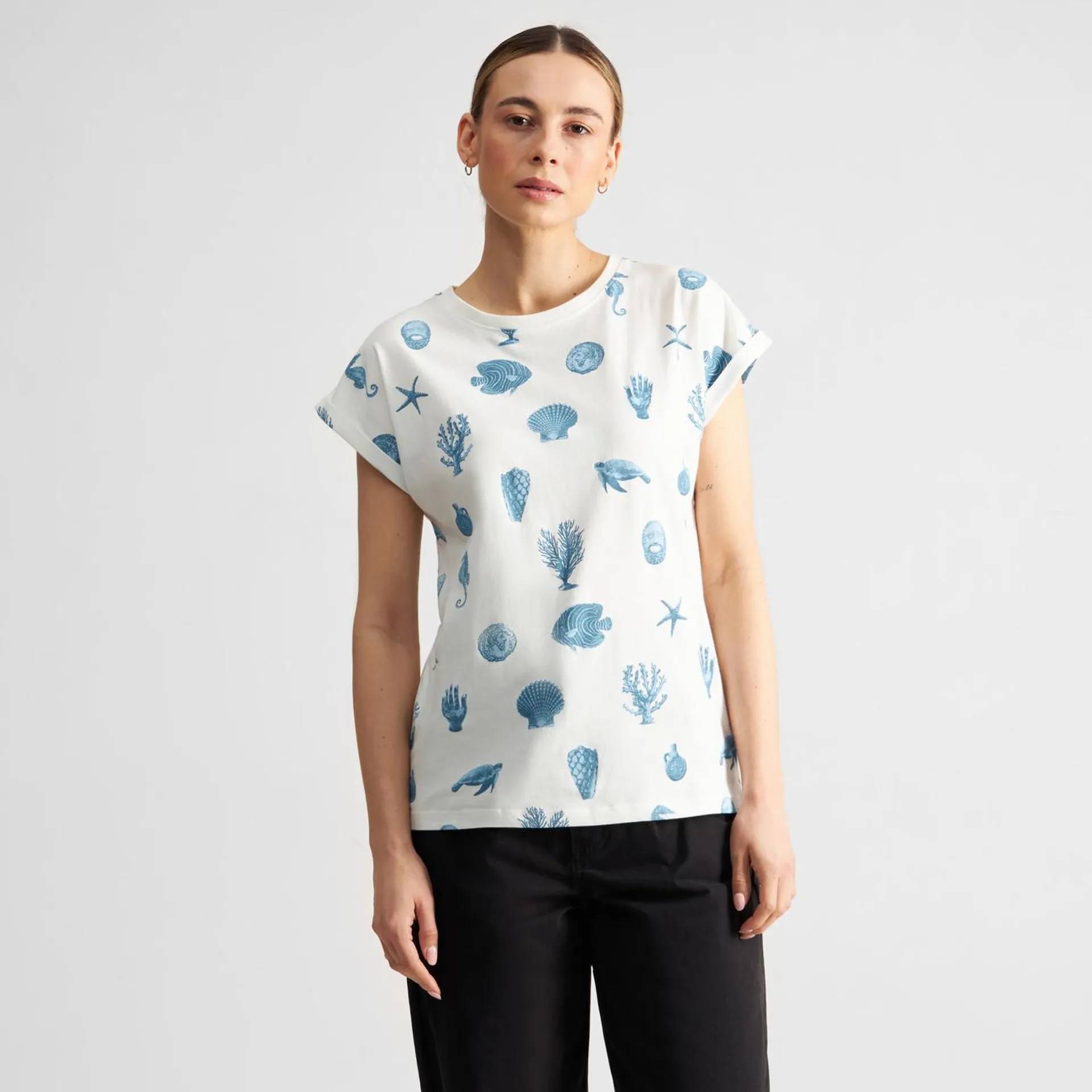 T-shirt Visby Ocean Life AOP Off White