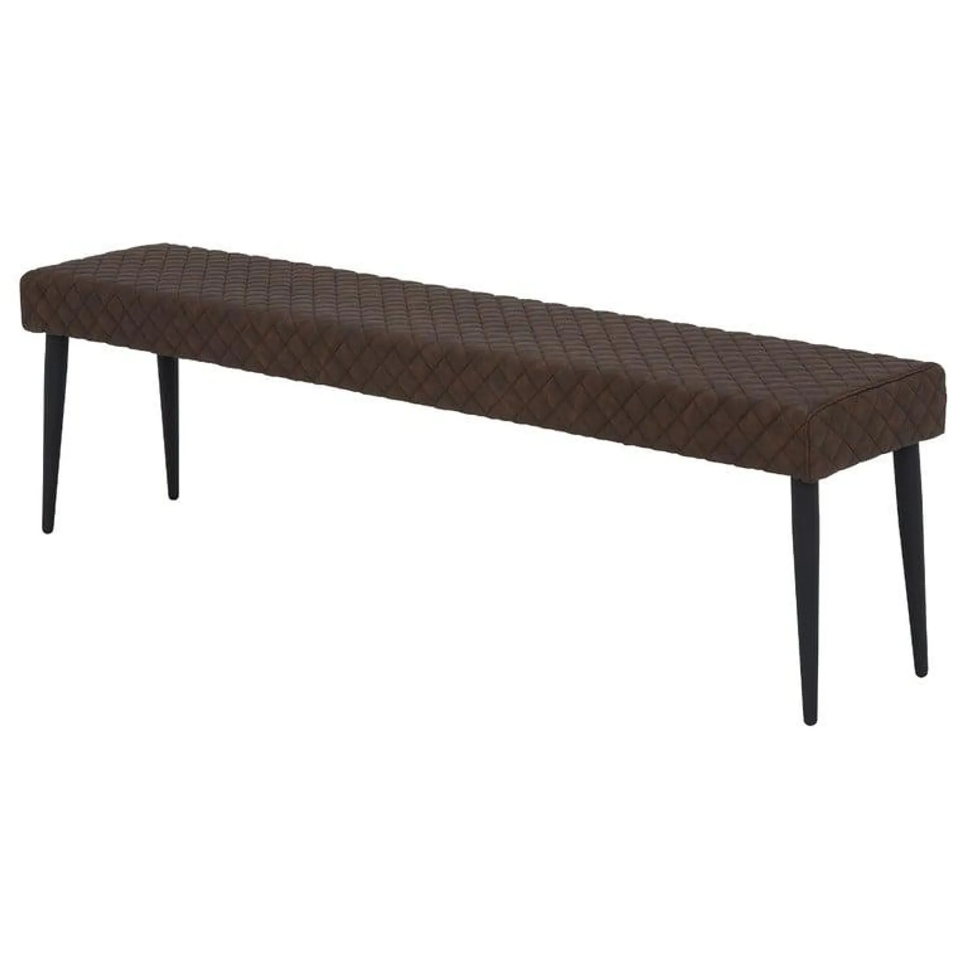 Brown Faux Leather Quilted Dining Bench