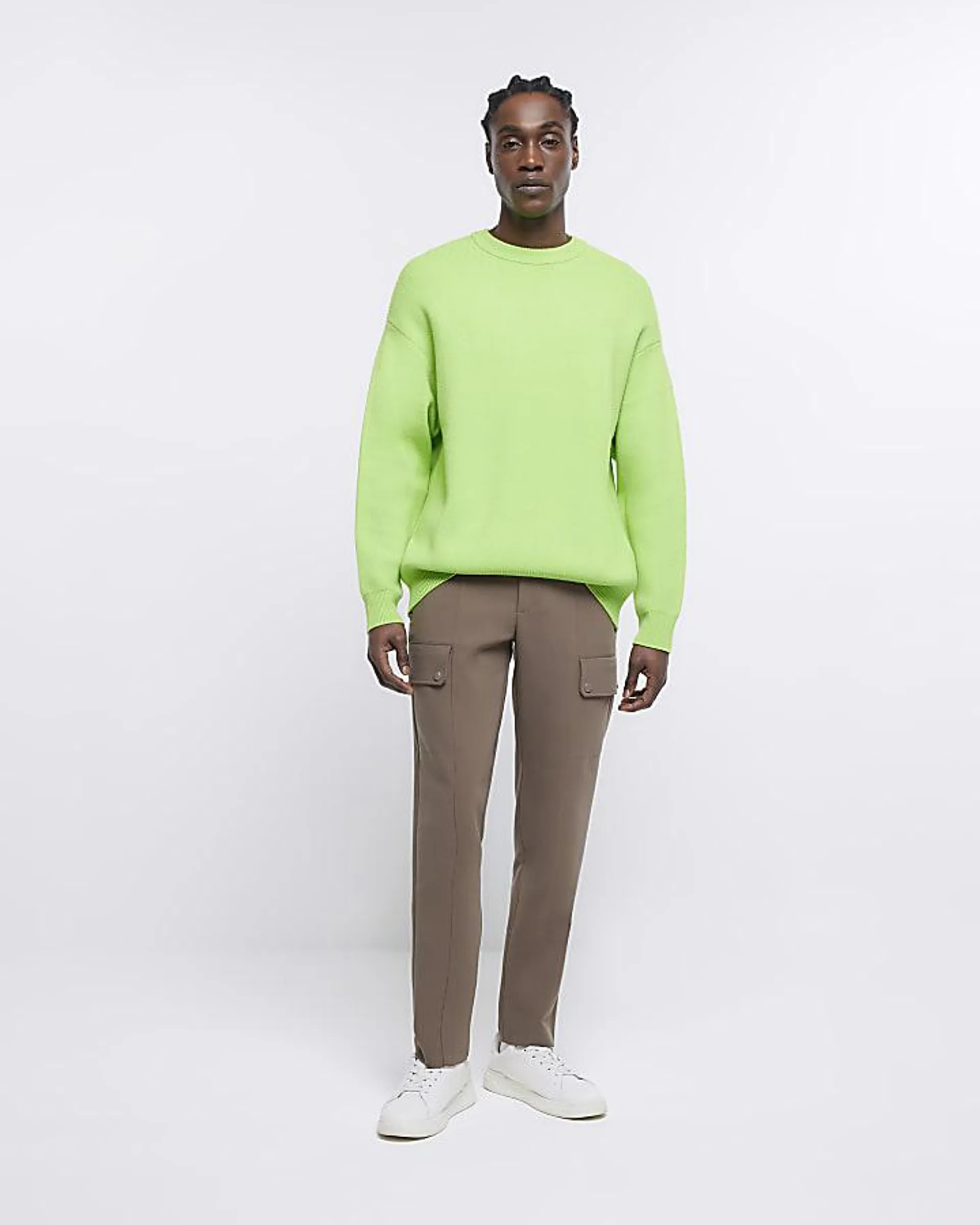 Lime oversized fit knitted jumper