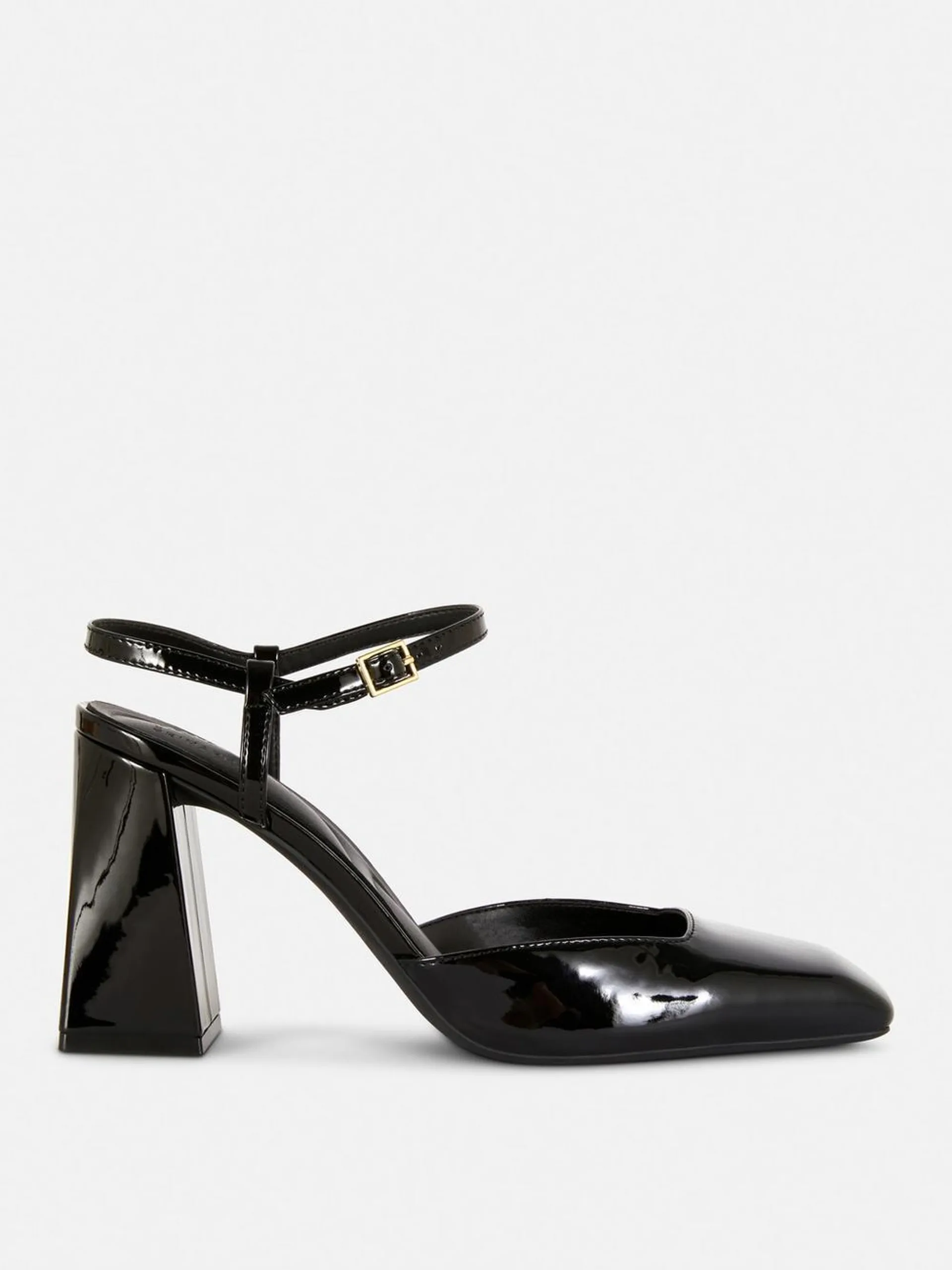 Rita Ora Square Toe Patent Block Heels