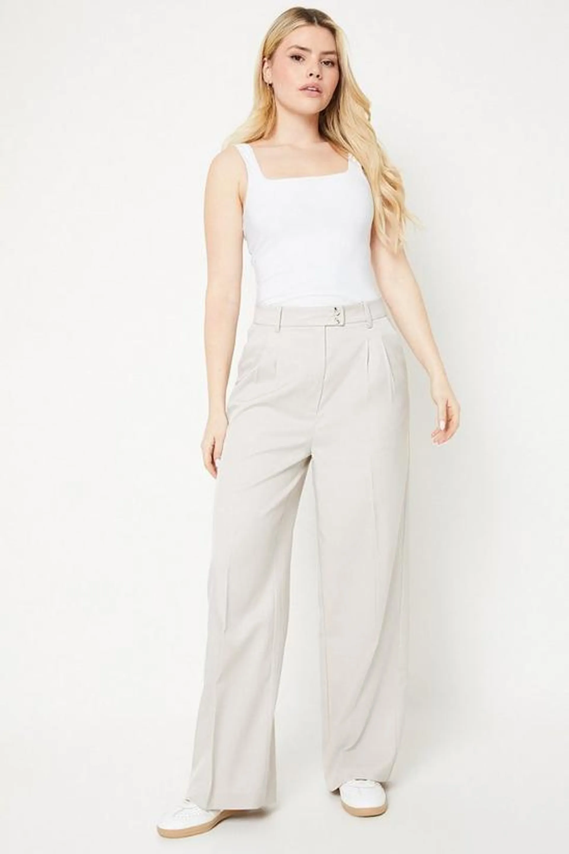 Double Button Straight Leg Trouser