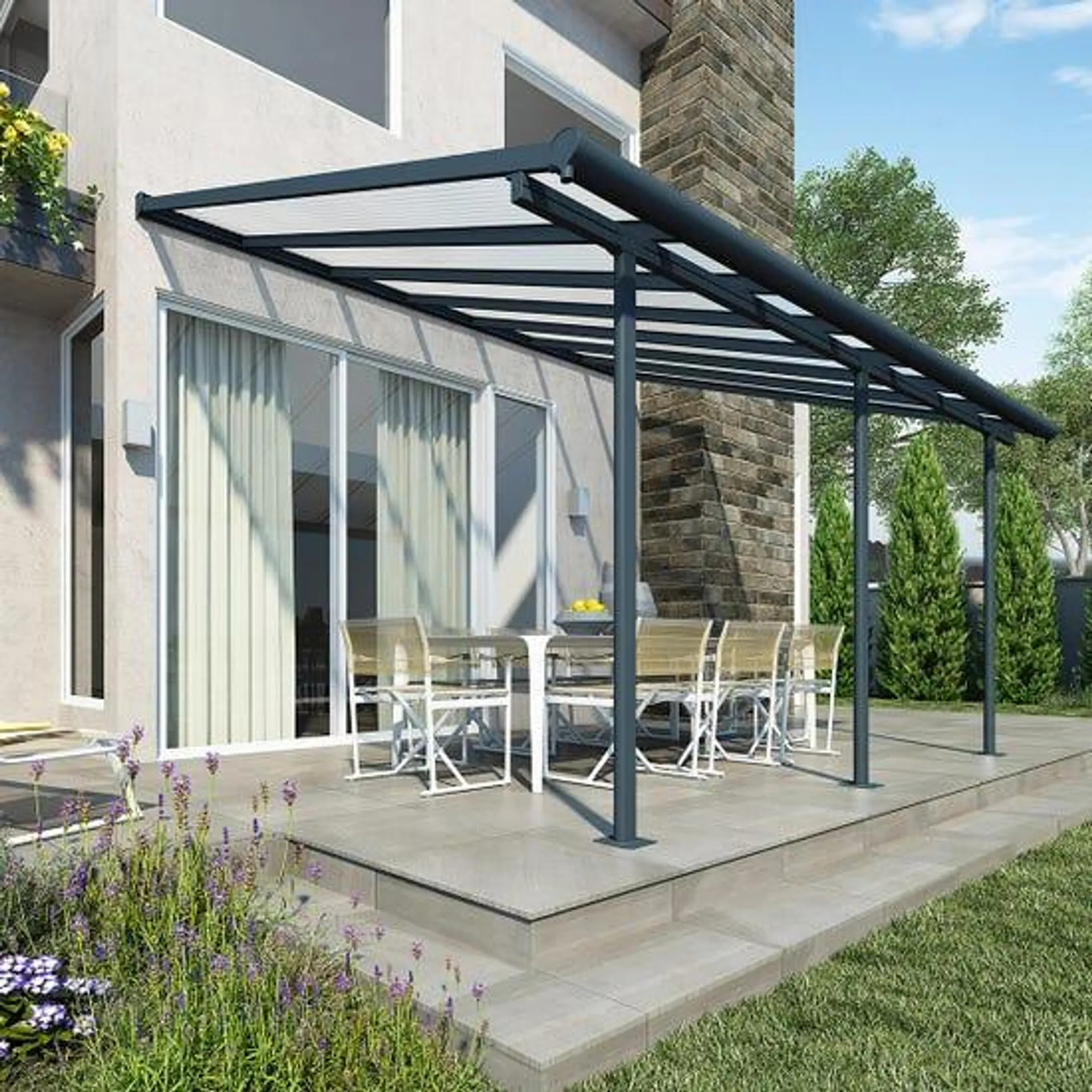 Canopia by Palram Sierra Patio Cover 3m x 4.25m - Grey Clear