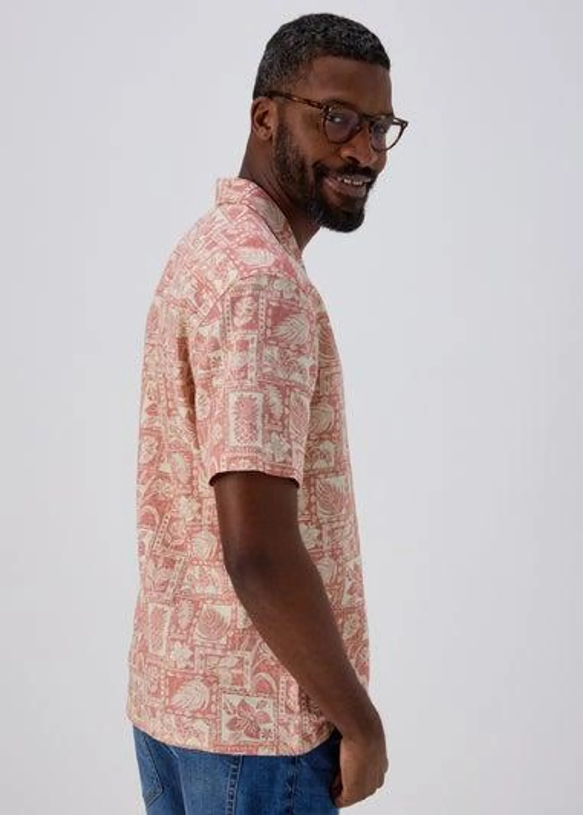 Lincoln Pink Slub Print Shirt