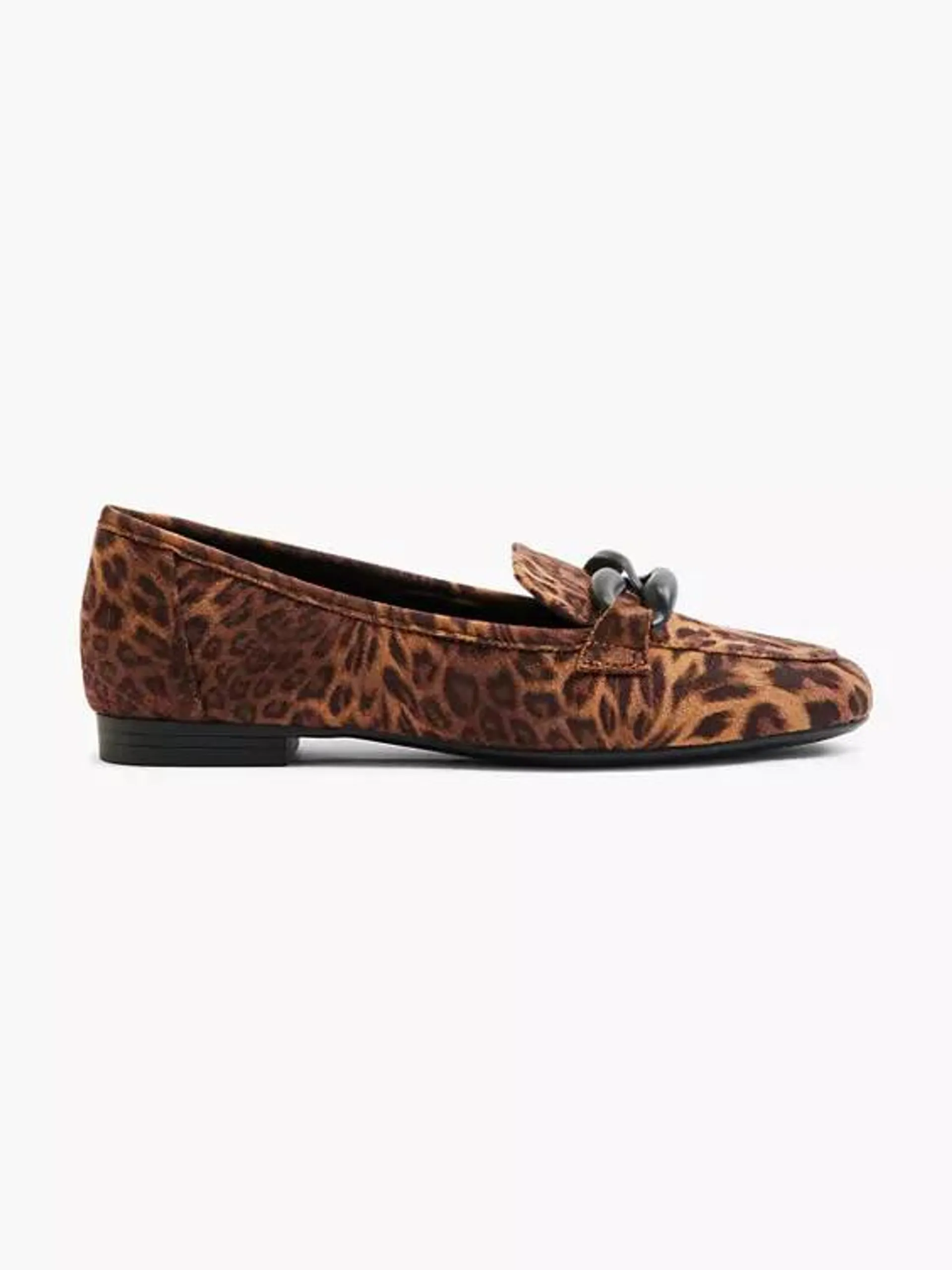 Leopard Print Chain Detail Loafer