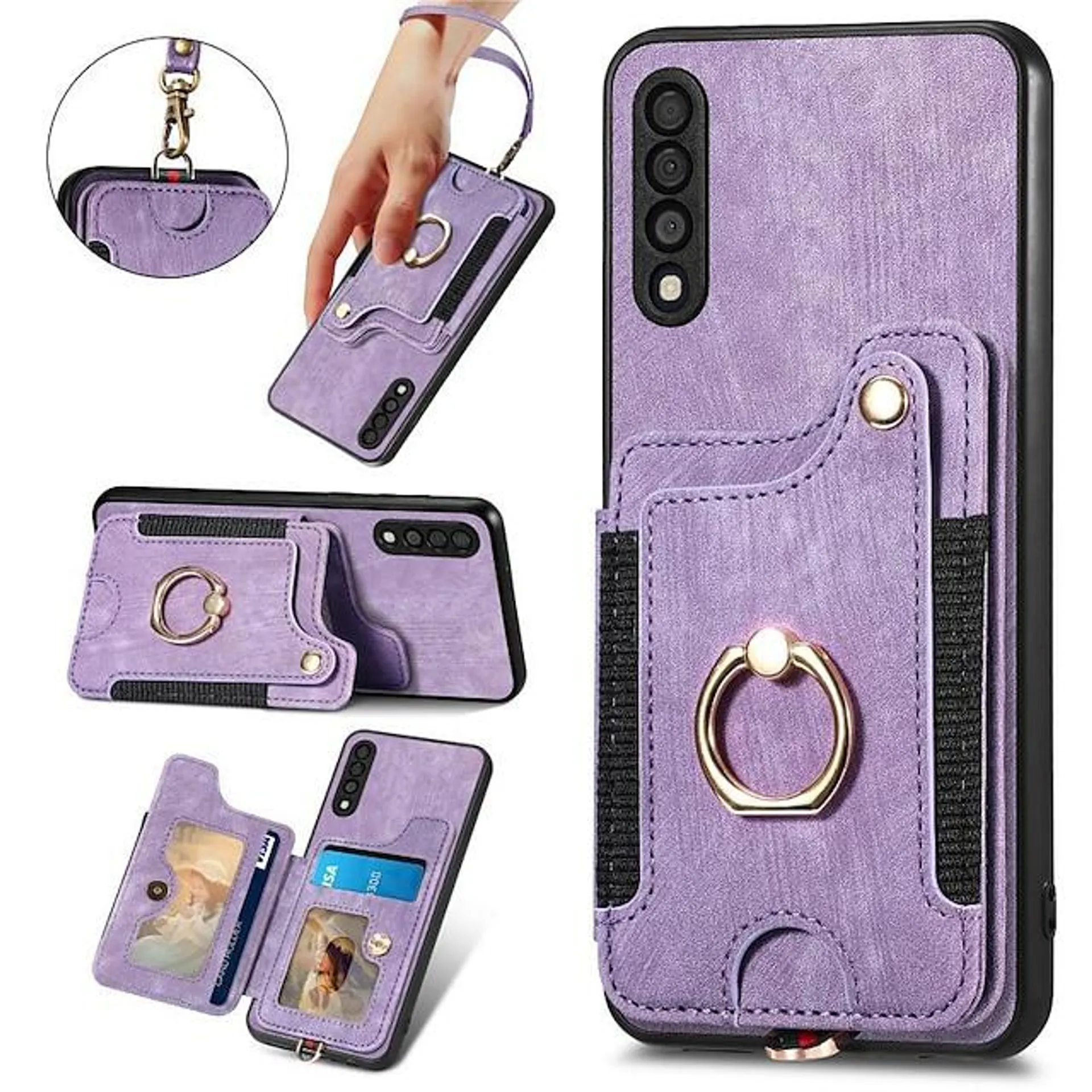 Phone Case For Samsung Galaxy Wallet Case S23 S22 S21 S20 Plus Ultra A14 A34 A54 A73 A53 A33 A23 A13 A71 A51 A31 A21s A12 A32 A42 A22 Wallet Anti-theft with Wrist Strap Solid Colored TPU PC PU Leather