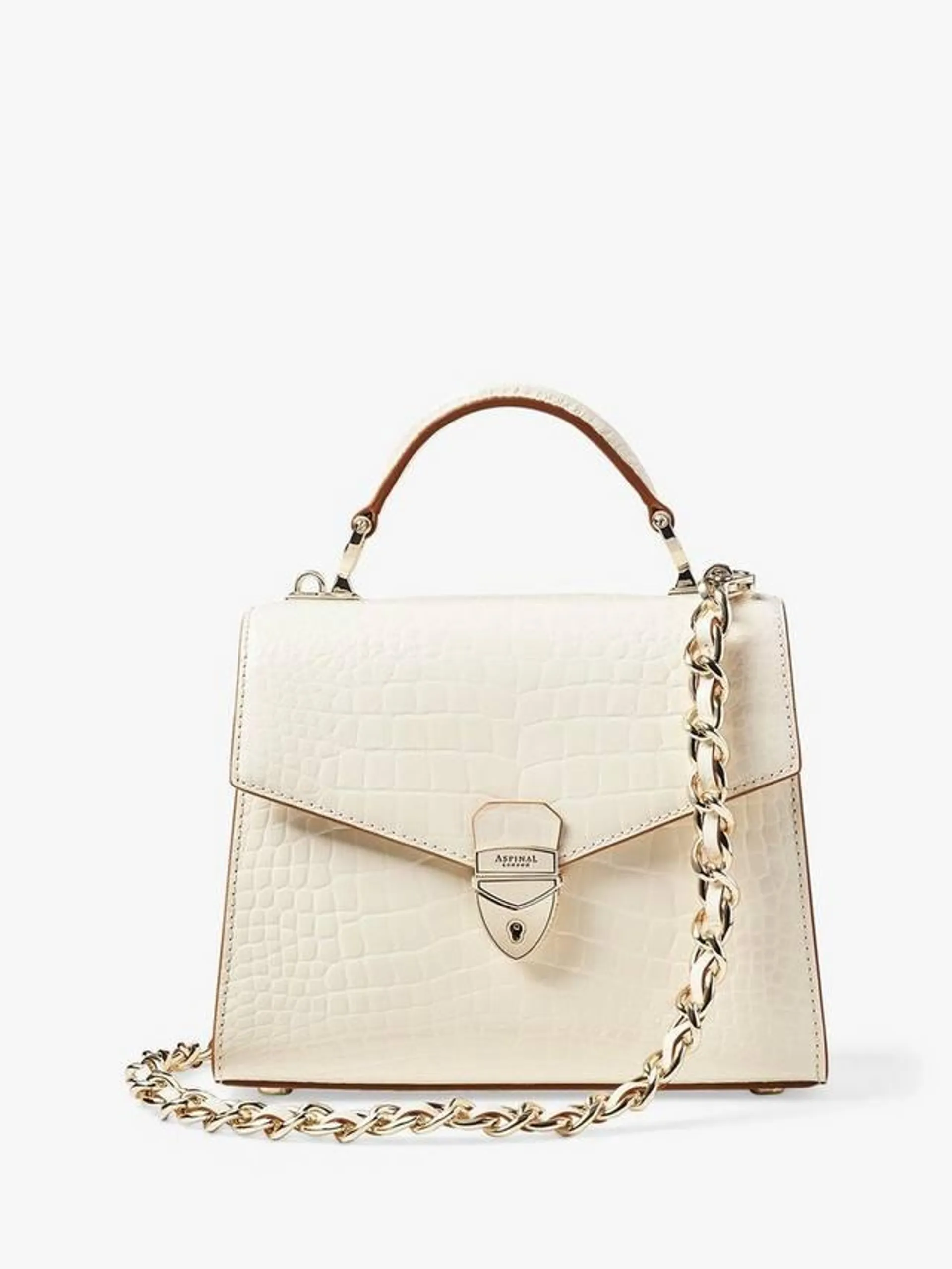 Midi Mayfair 2 Croc Leather Cross Body Bag, Ivory