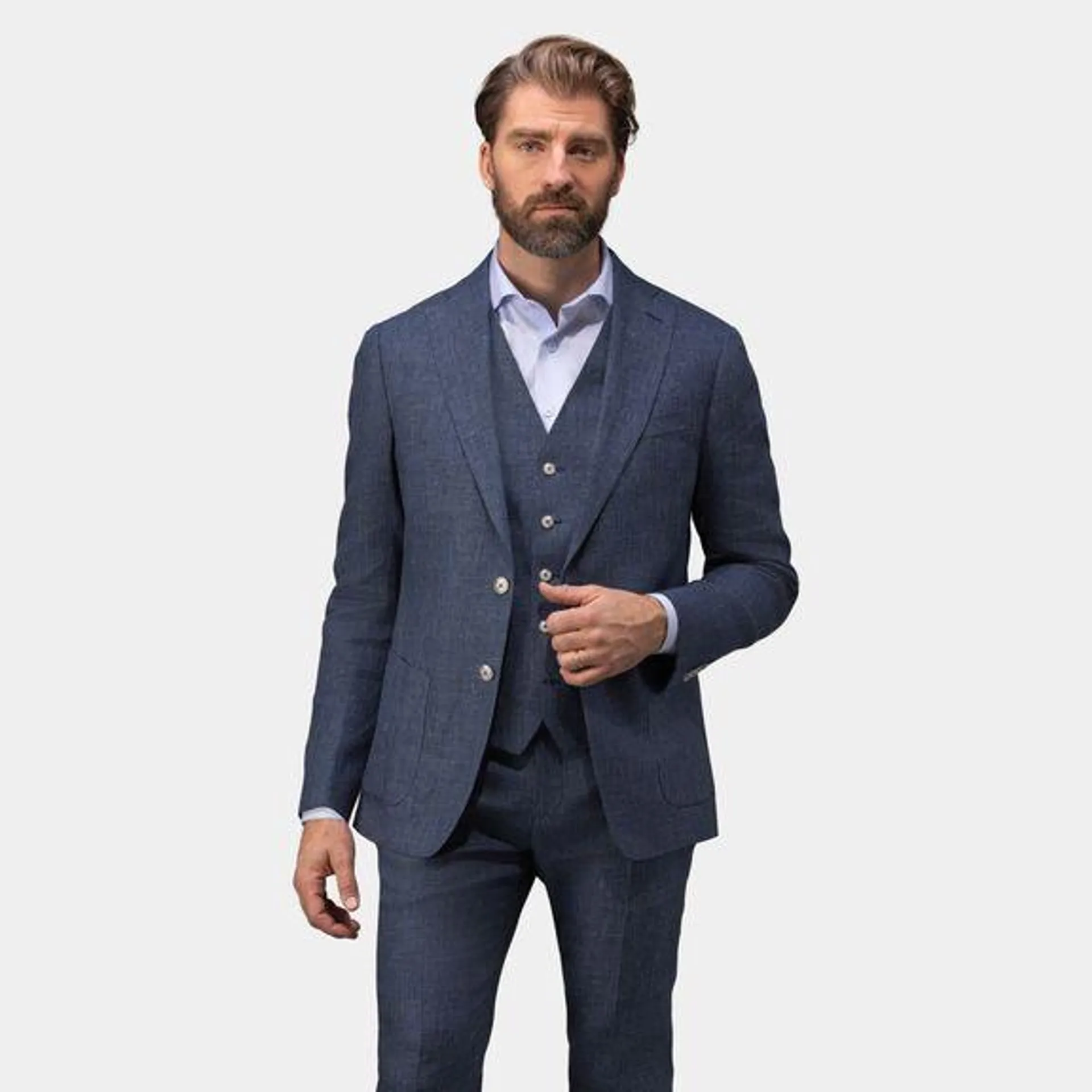 Navy melange three-piece suit