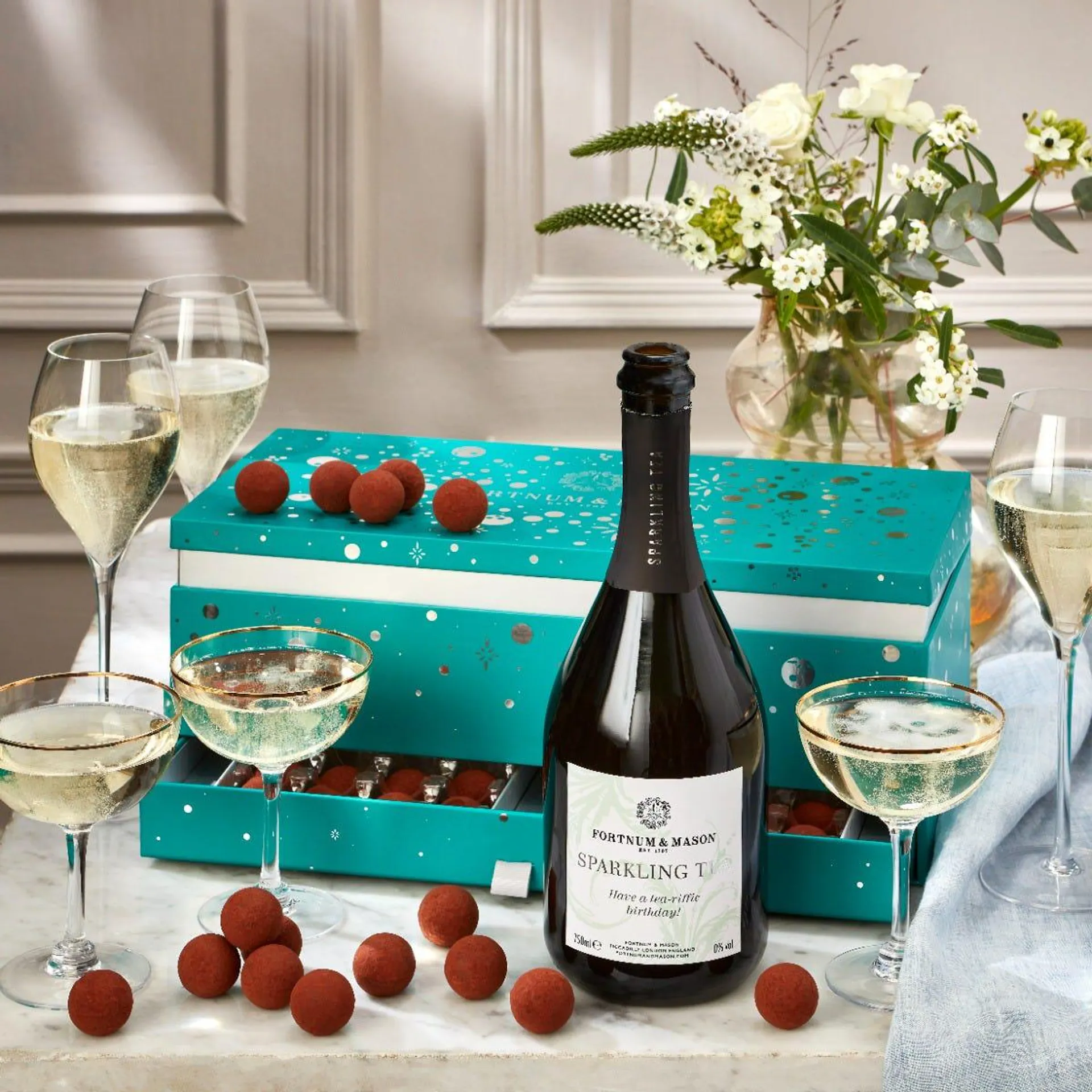 The Personalised Sparkling Tea & Truffle Gift Box, 0% ABV