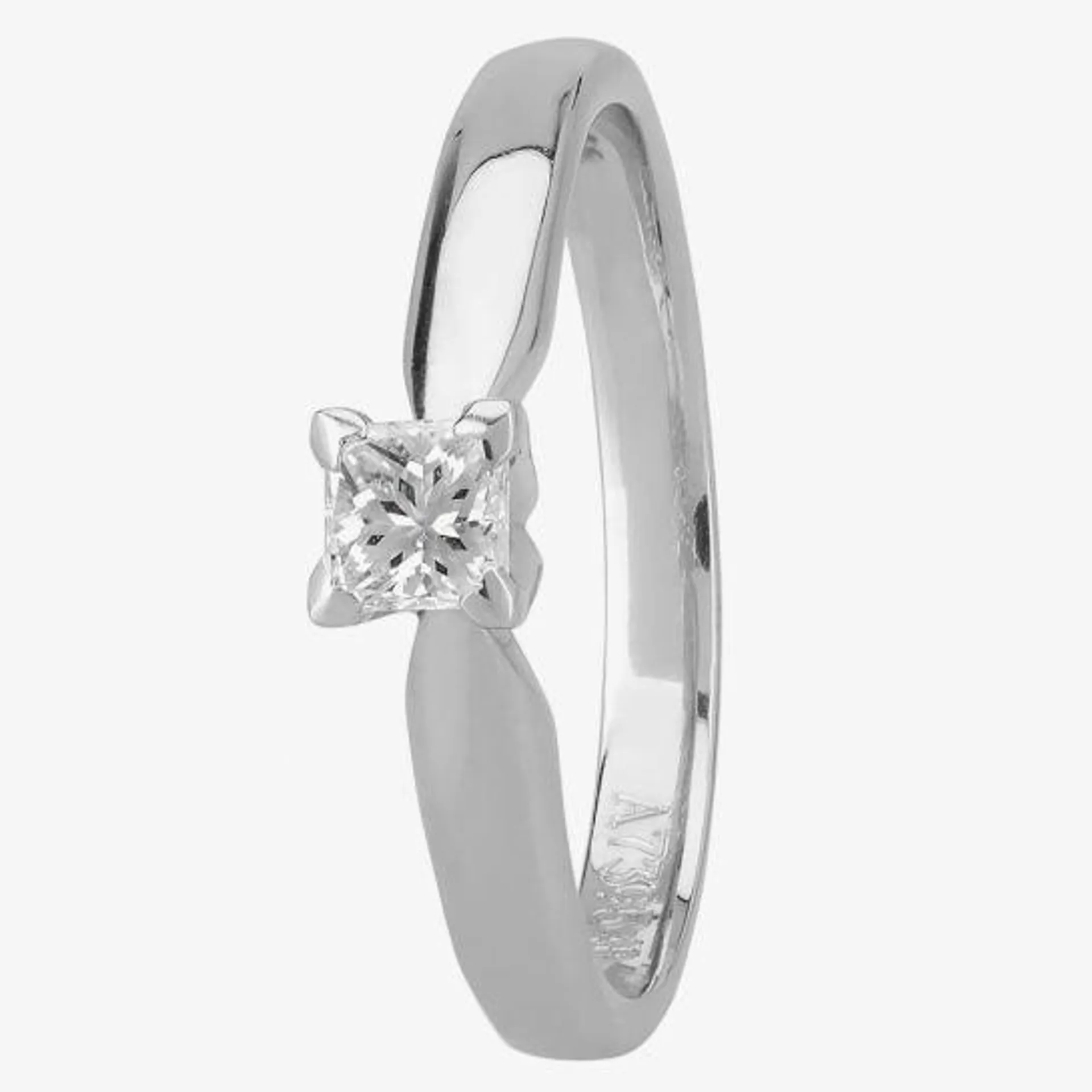 1888 Collection Platinum Princess Cut 0.25ct Diamond V-Shaped Solitaire Ring M94-B3