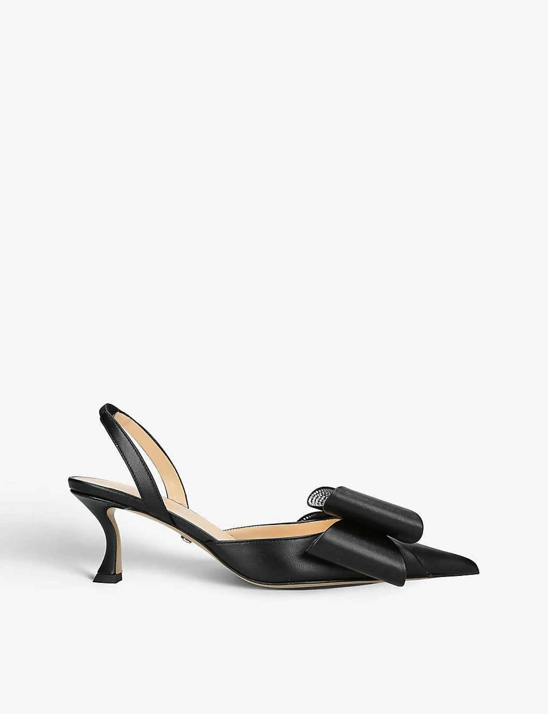 Le Cadeau pointed-toe leather slingback heeled courts