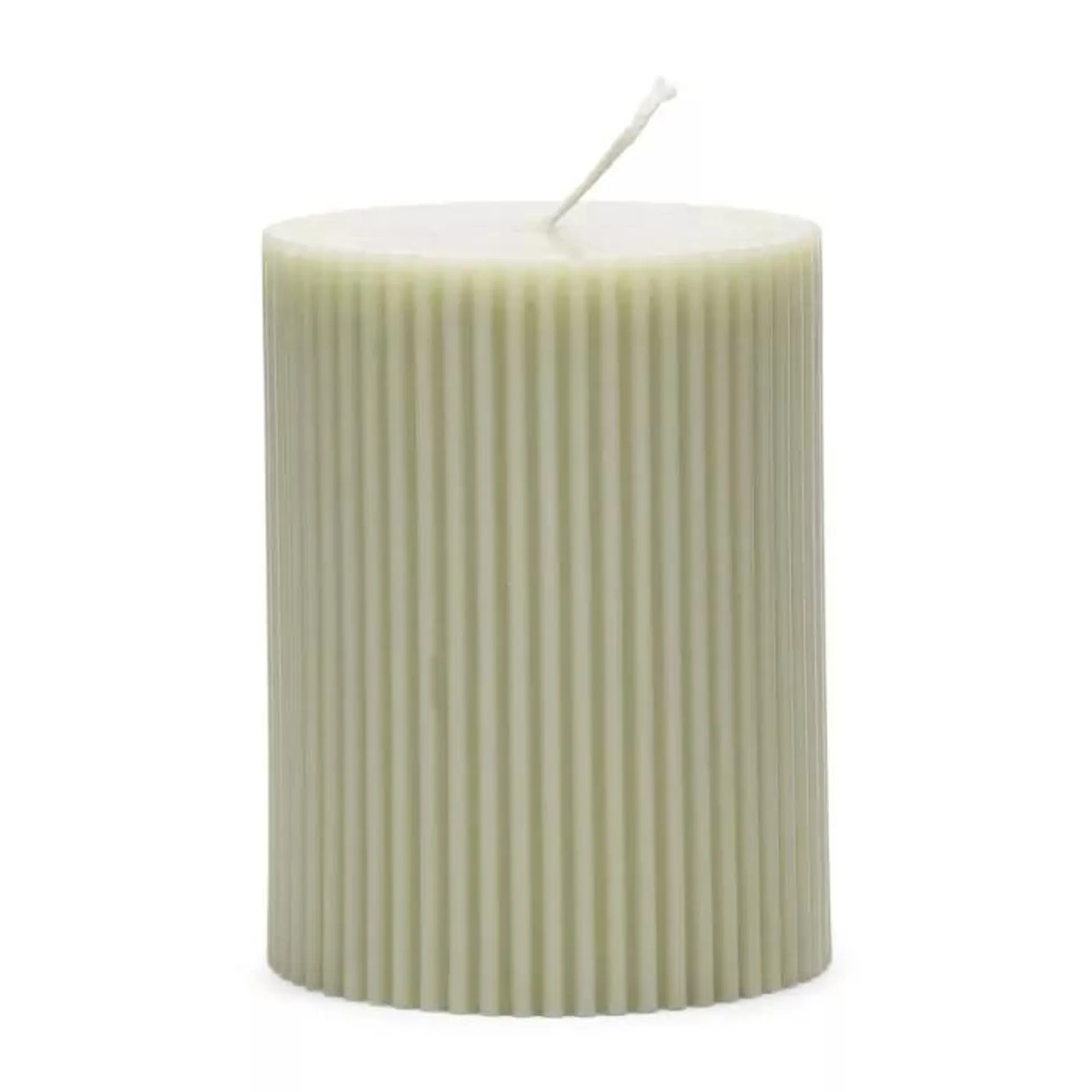 Pillar Candle, Fine Rib, Green, 7x9