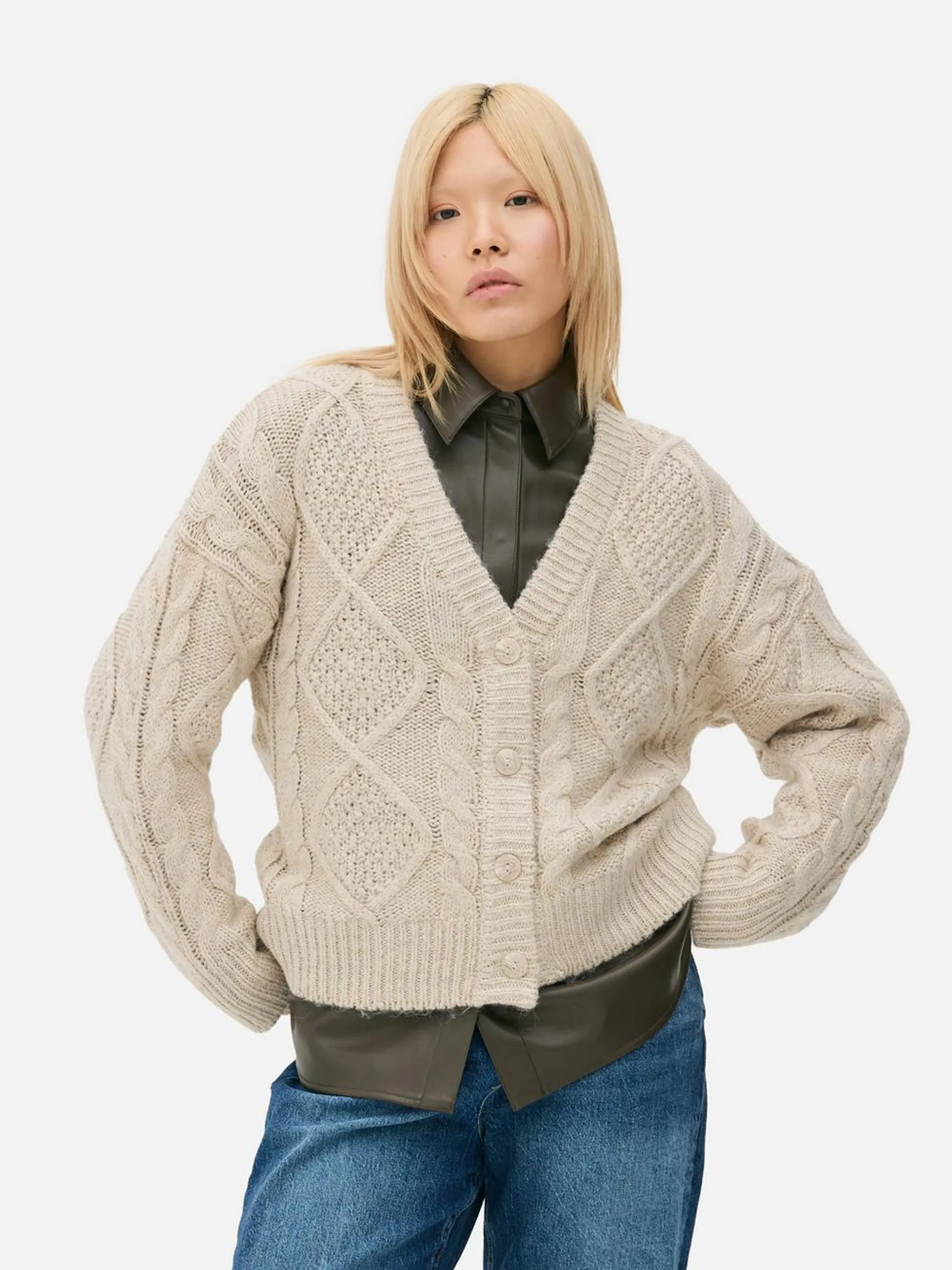 Sparkle Cable Knit Cardigan