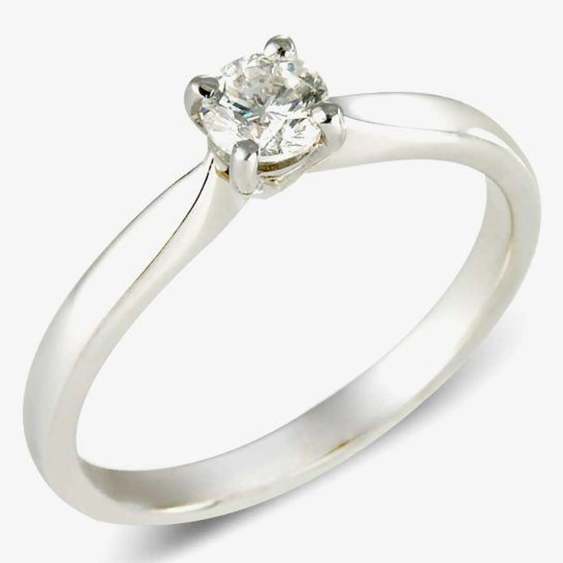 9ct White Gold 0.20ct Claw-set Diamond Solitaire Ring