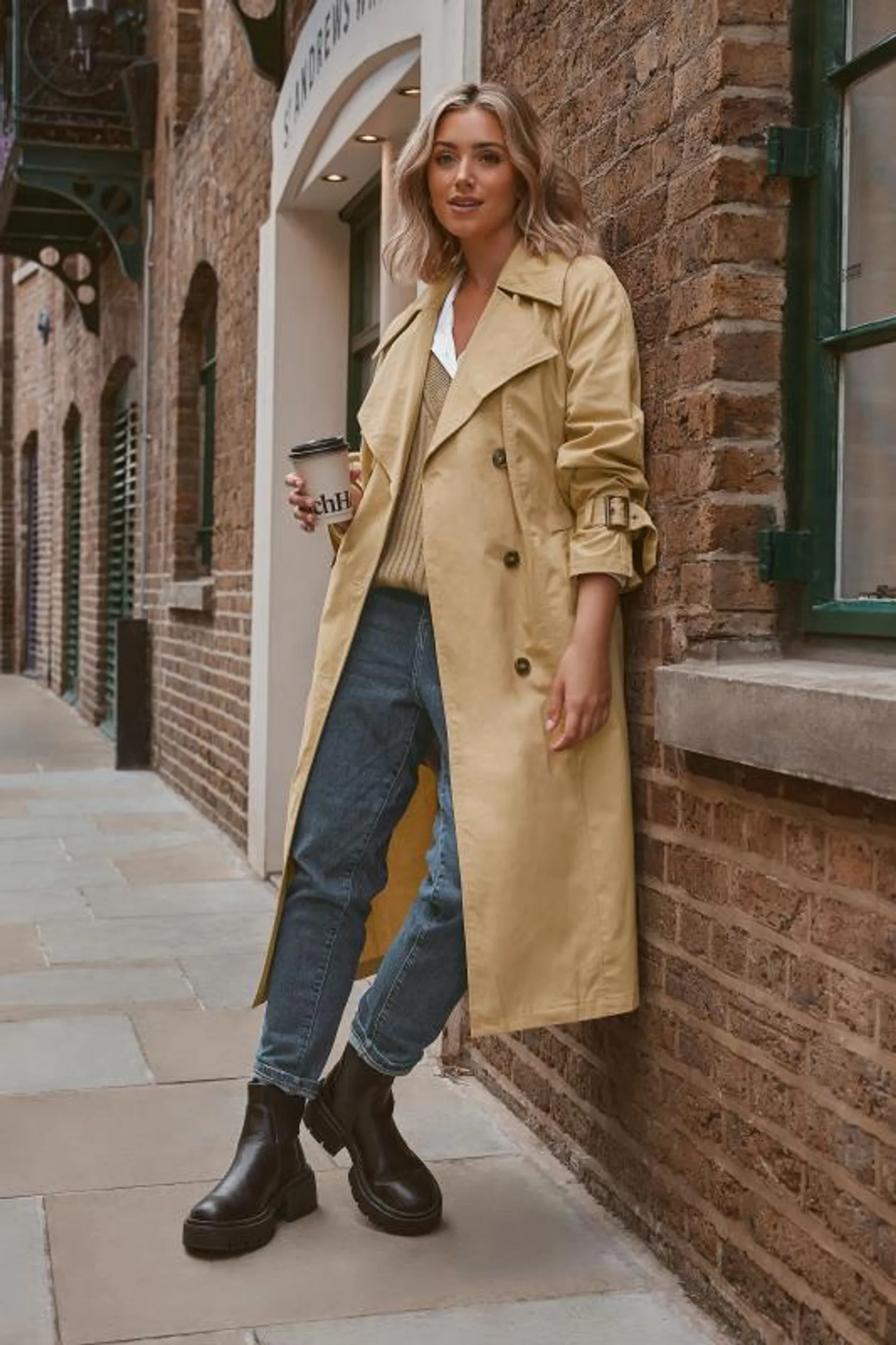 YOURS Curve Beige Brown Trench Coat