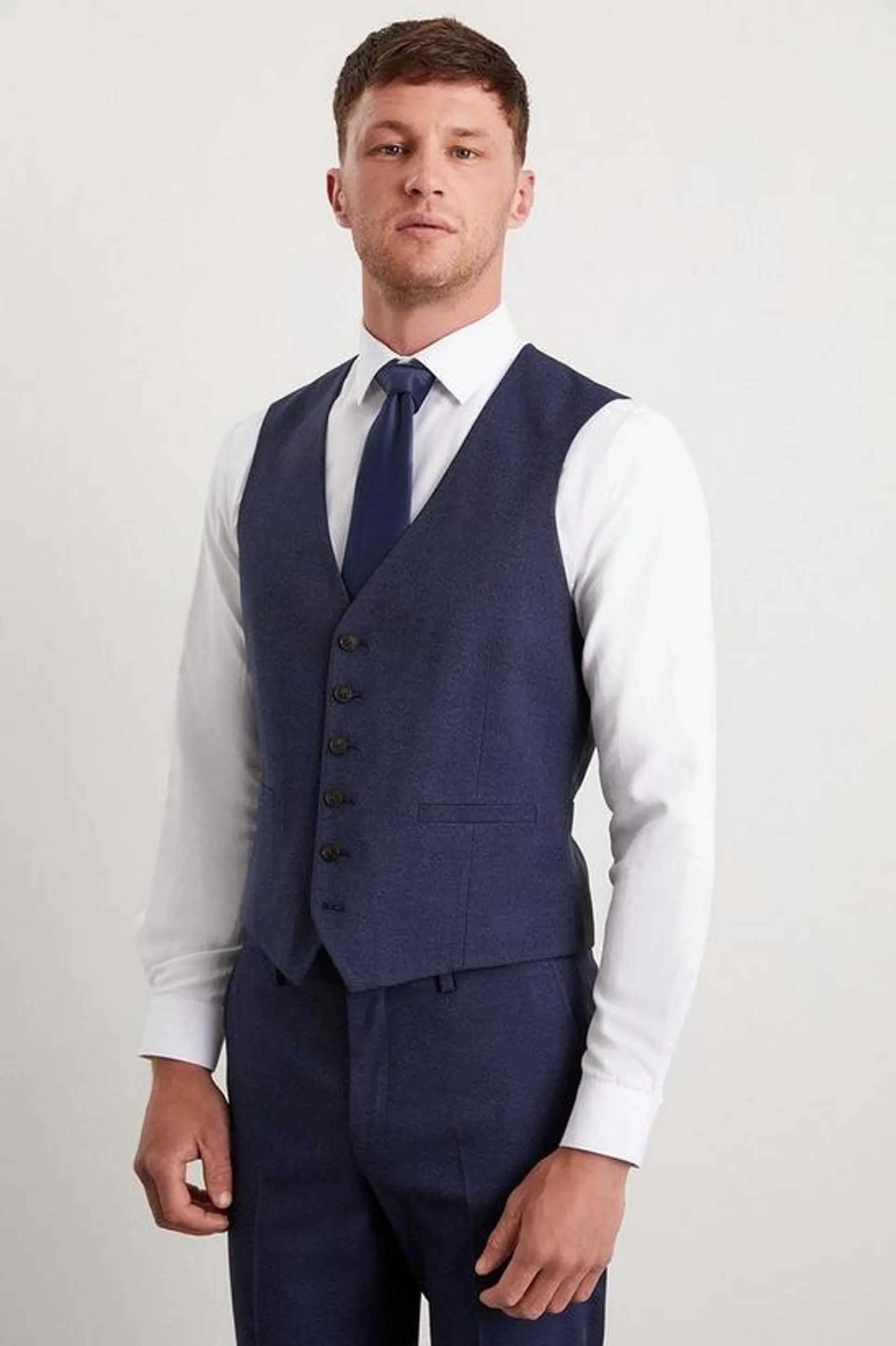 Tailored Fit Navy Marl Waistcoat