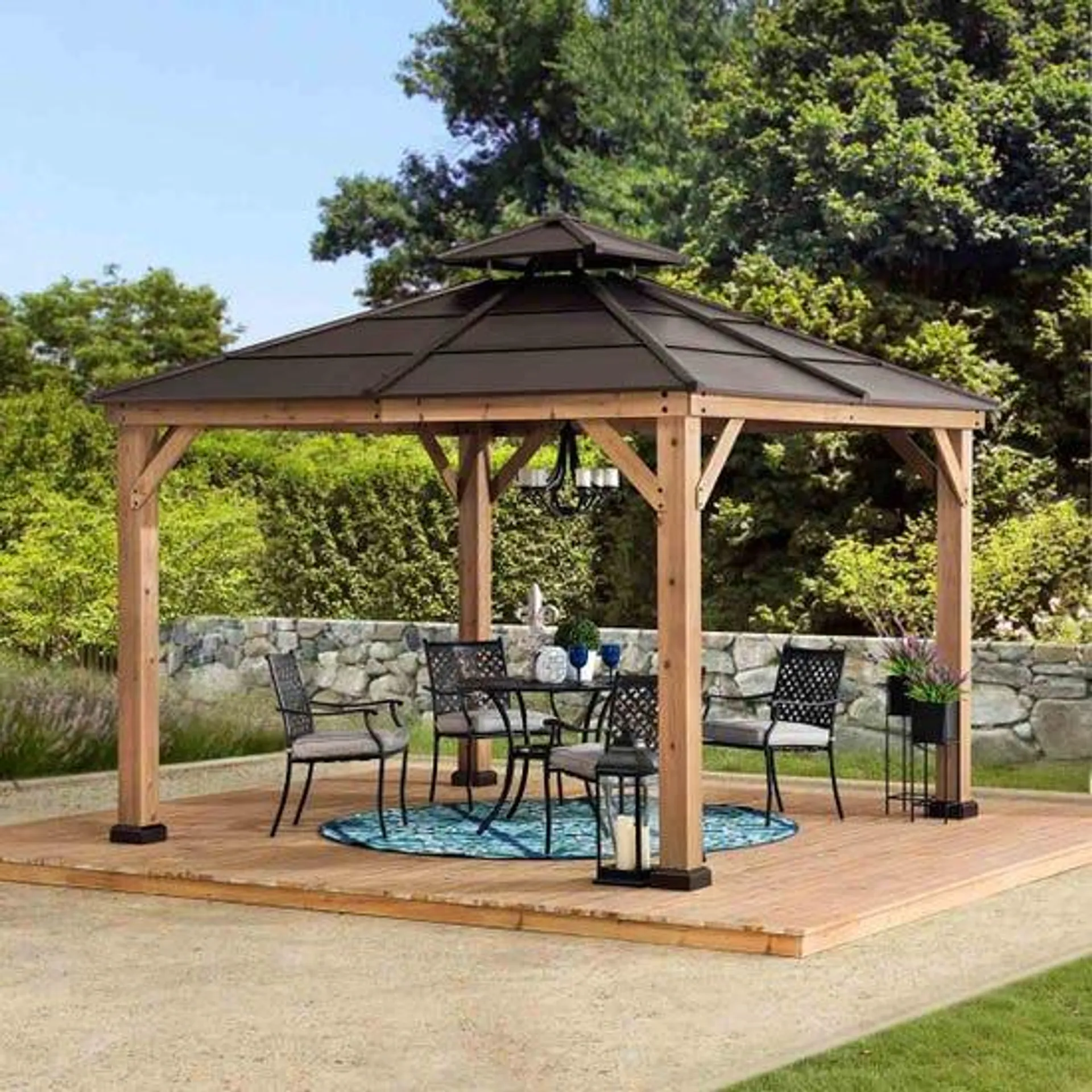 Sunjoy Cedar wood Gazebo PAPS - 335cm x 335cm, Brown