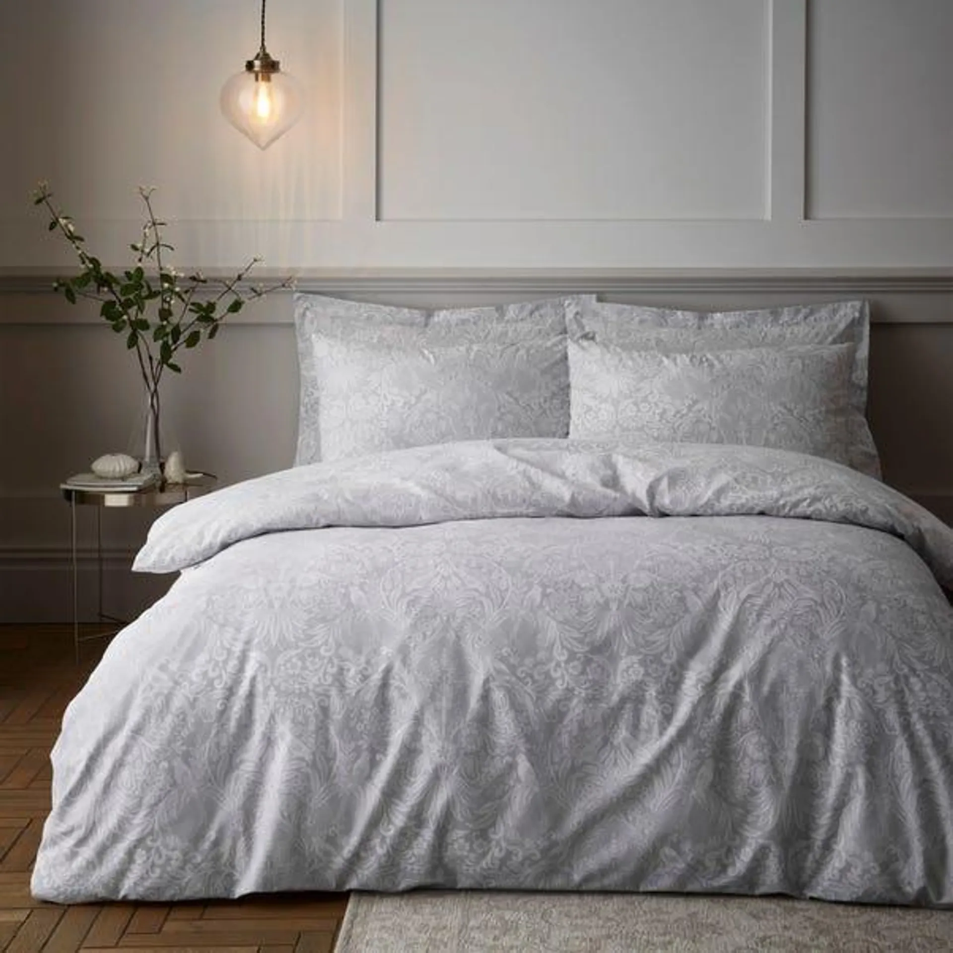 Emelie Grey Duvet Cover and Pillowcase Set