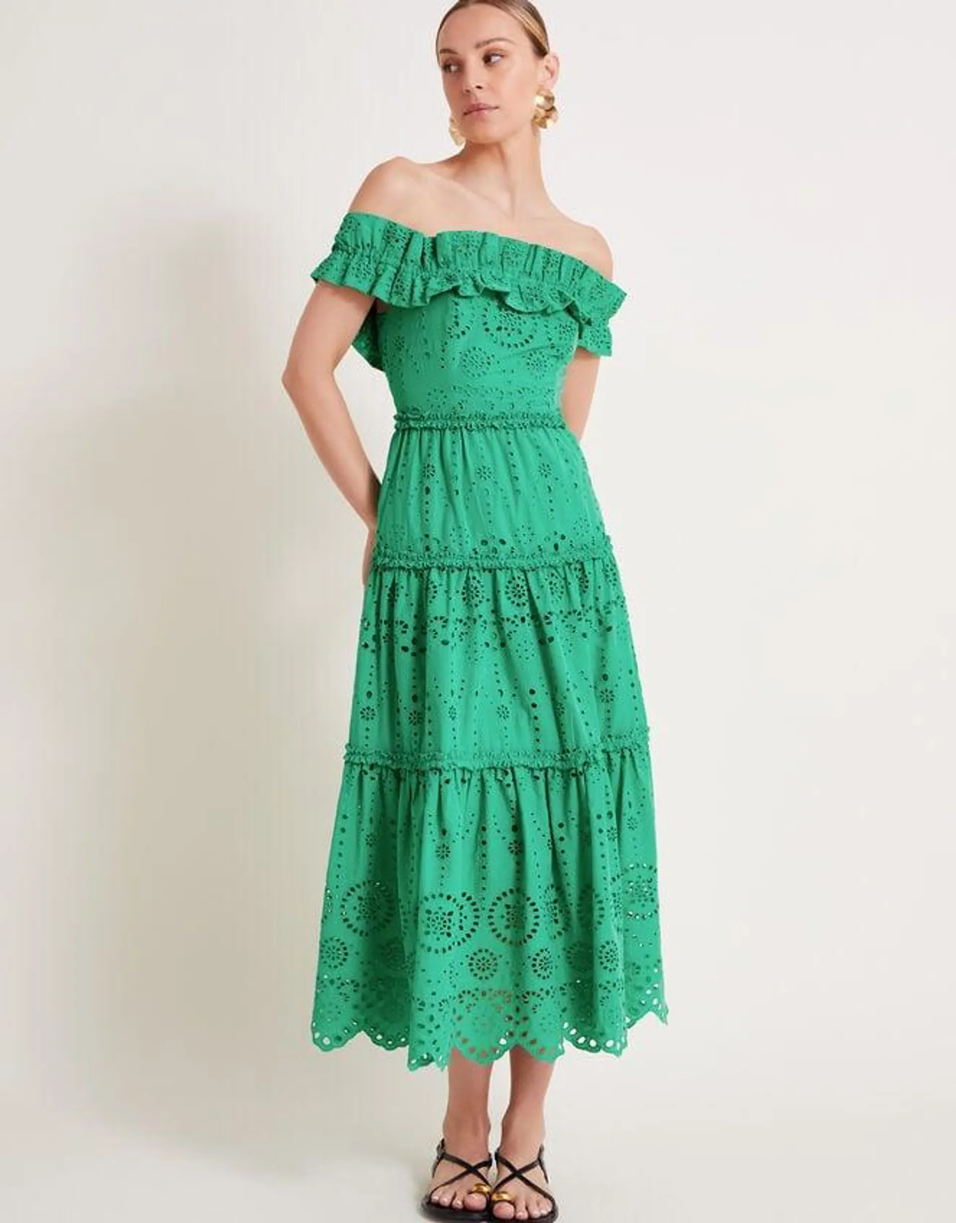 Brynn Broderie Dress Green