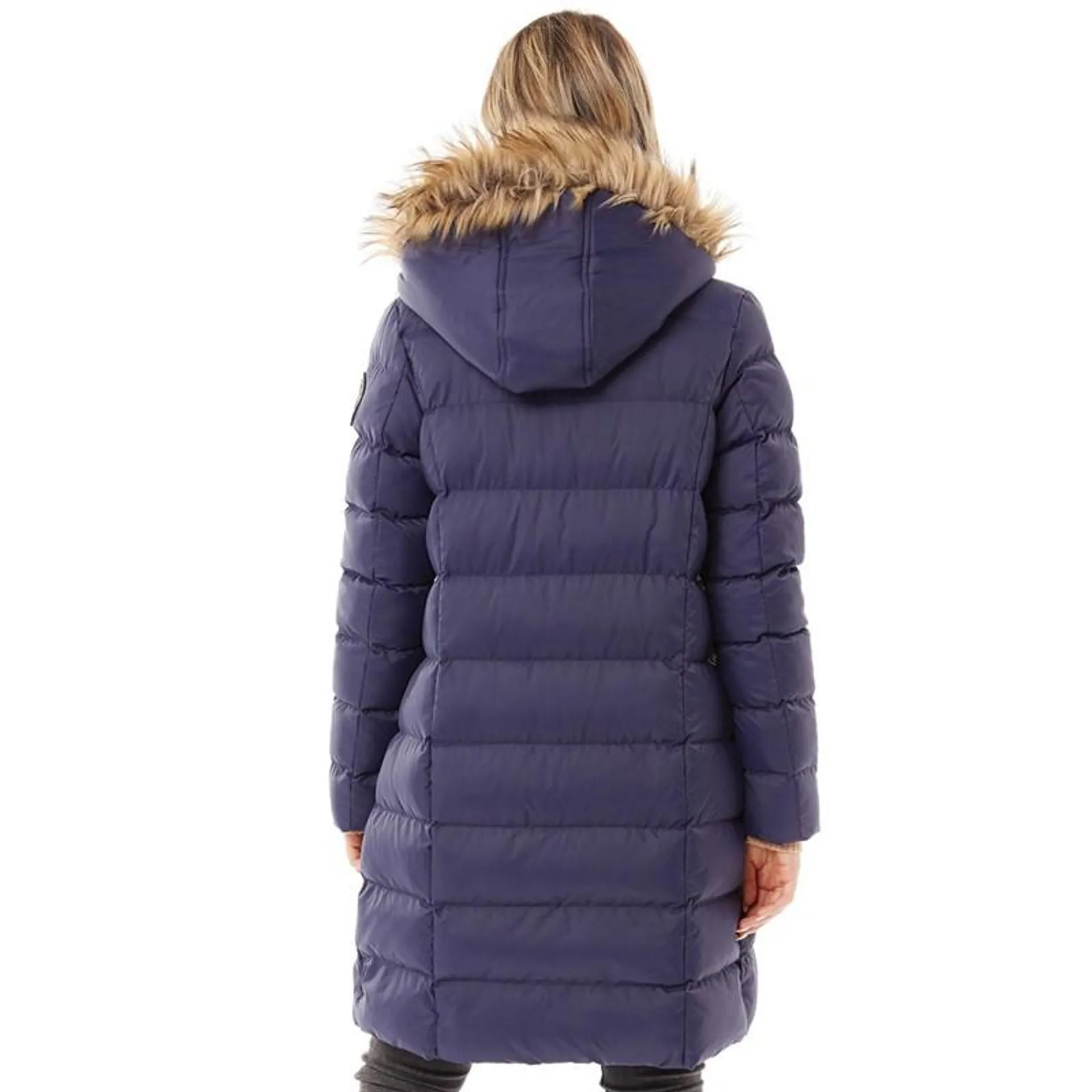 Brave Soul Womens Wizard Long Padded Jacket Navy