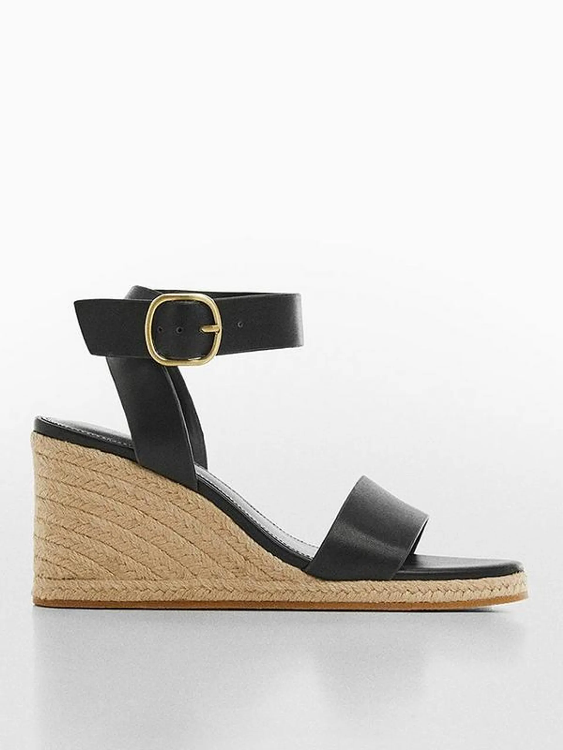 Black Buckle Strap Design Wedge