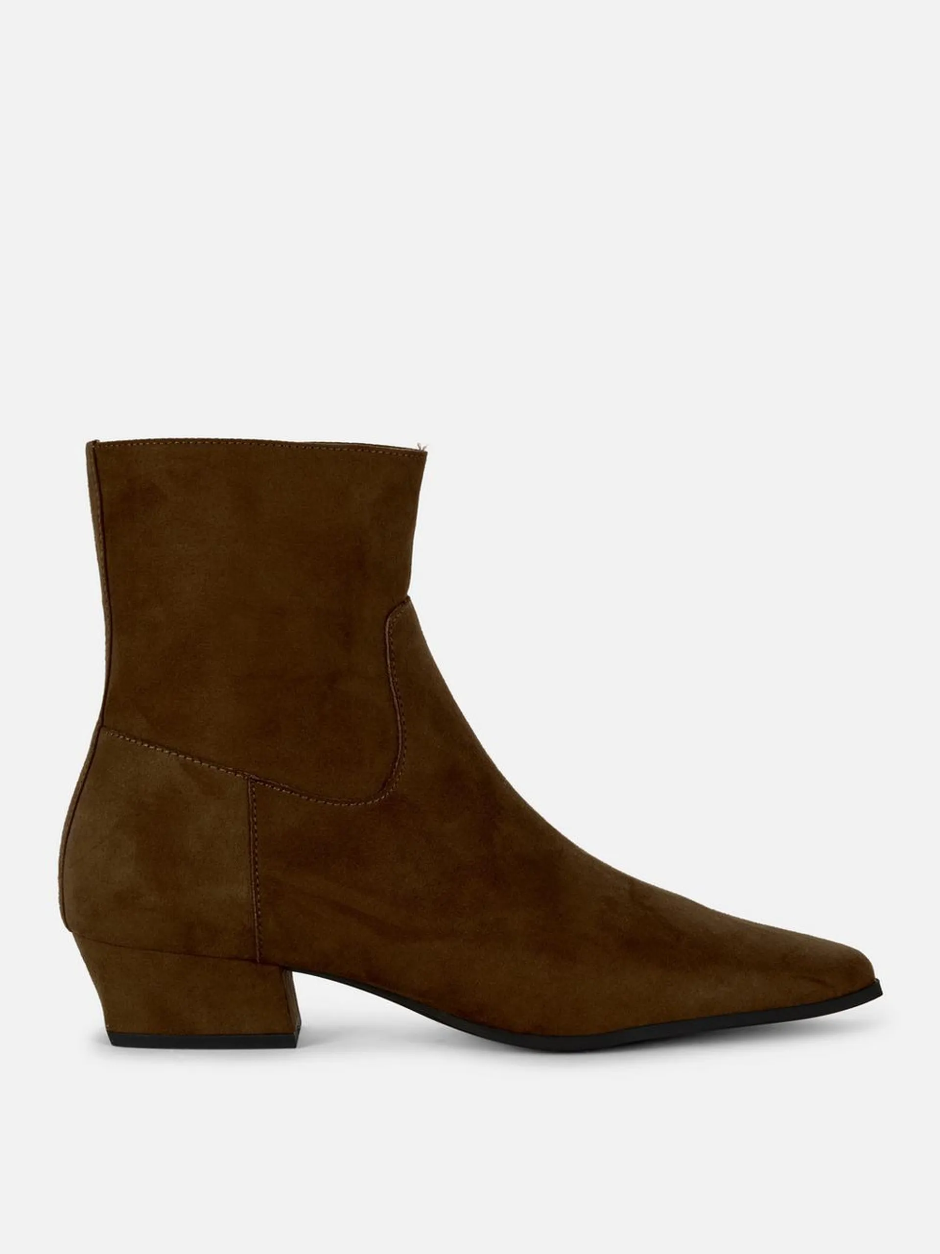 Zip-Up Block Heel Boots