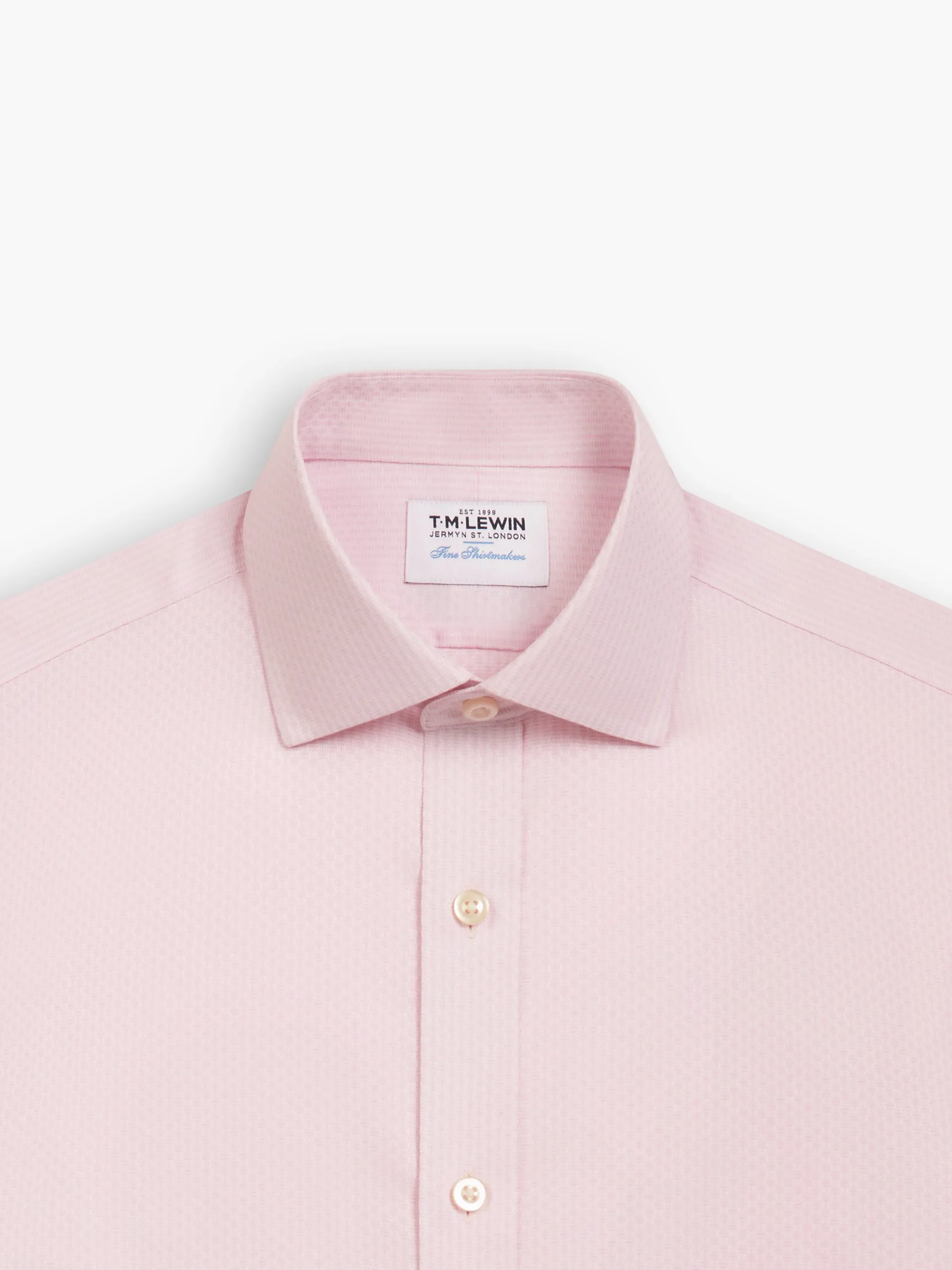 Non-Iron Pink Brick Geometric Dobby Super Fitted Single Cuff Classic Collar Shirt