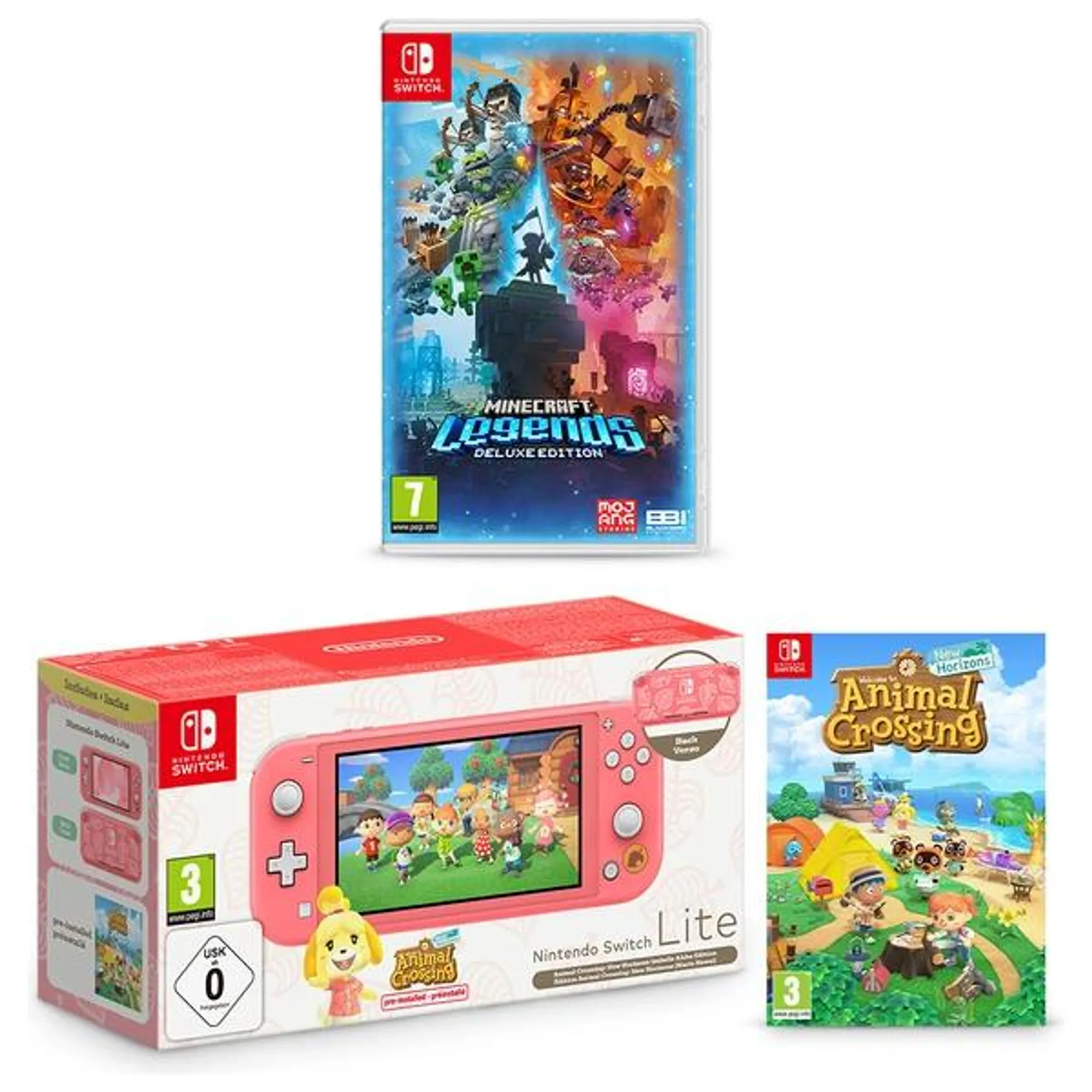 Nintendo Switch Lite Animal Crossing: New Horizons Isabelle Aloha Edition & Minecraft Legends