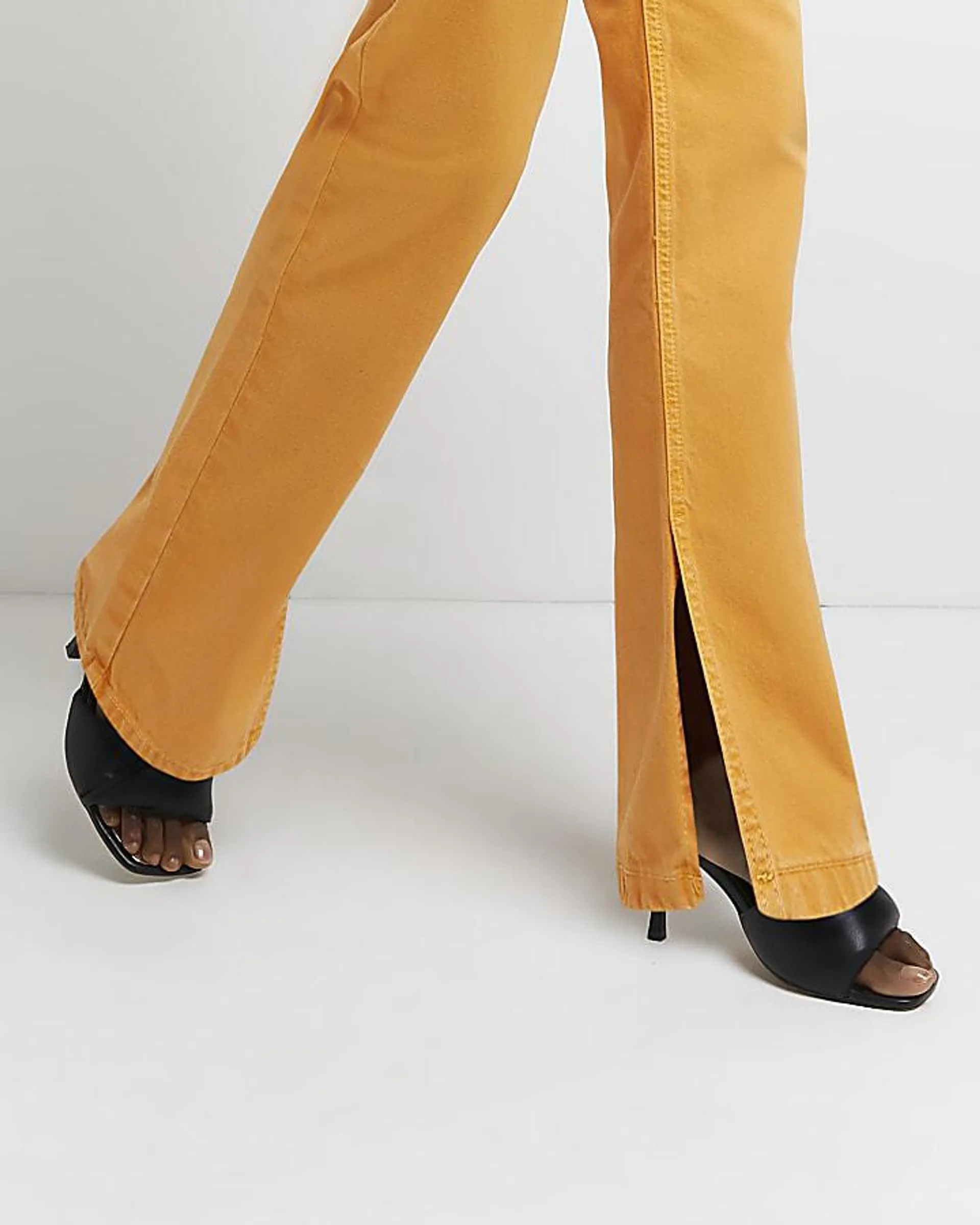 Orange low rise straight leg jeans