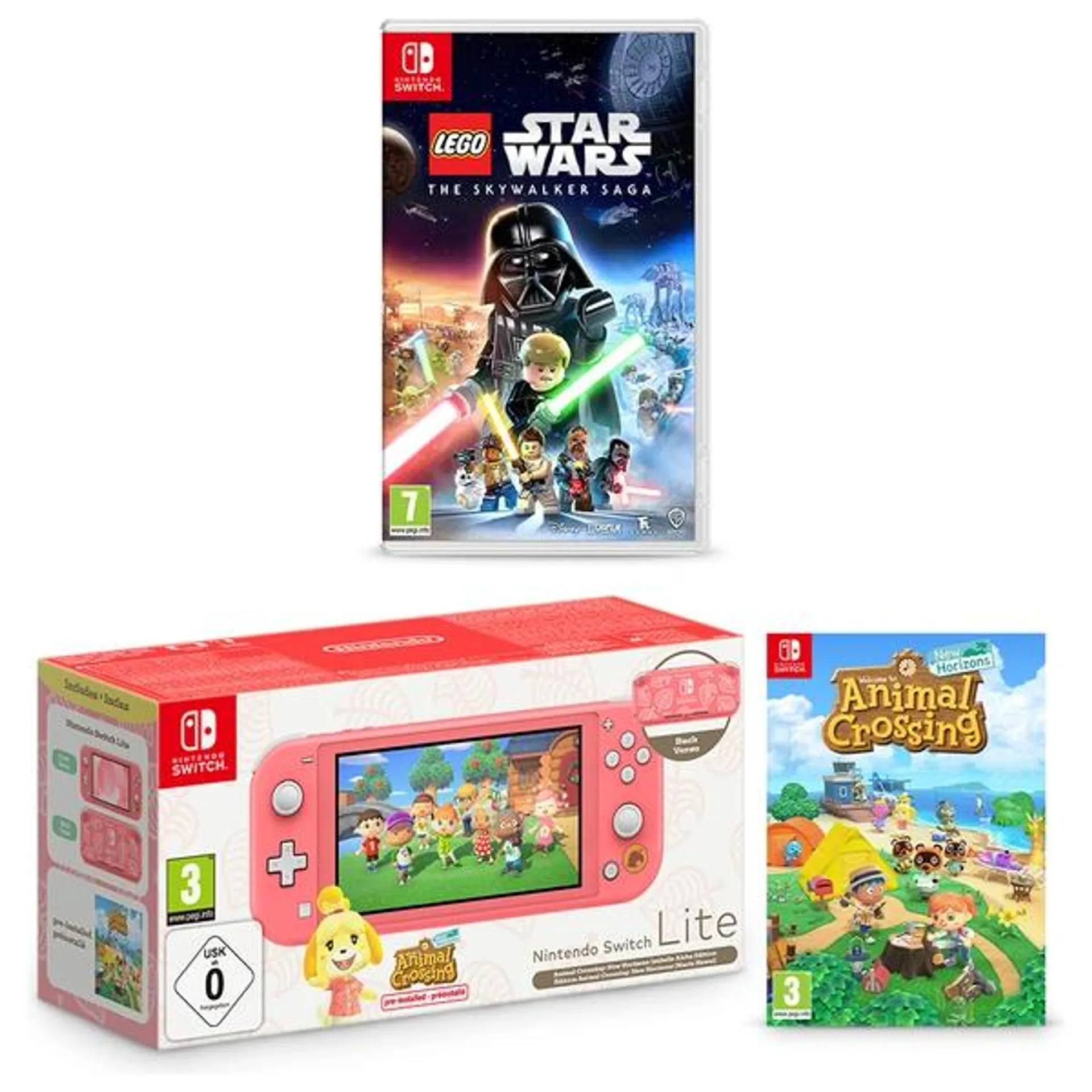 Nintendo Switch Lite Animal Crossing: New Horizons Isabelle Aloha Edition & LEGO Star Wars: The Skywalker Saga