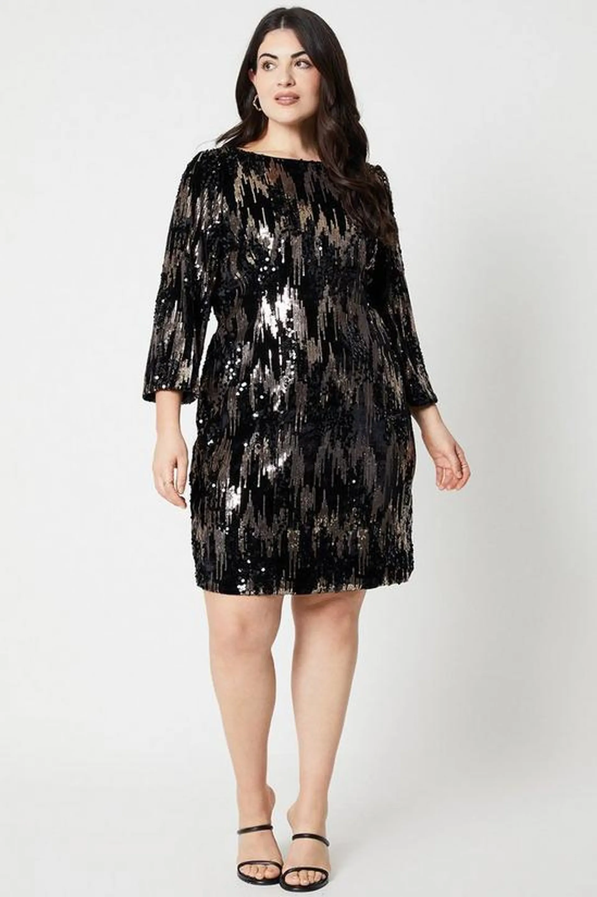 Curve Sequin Shift Dress