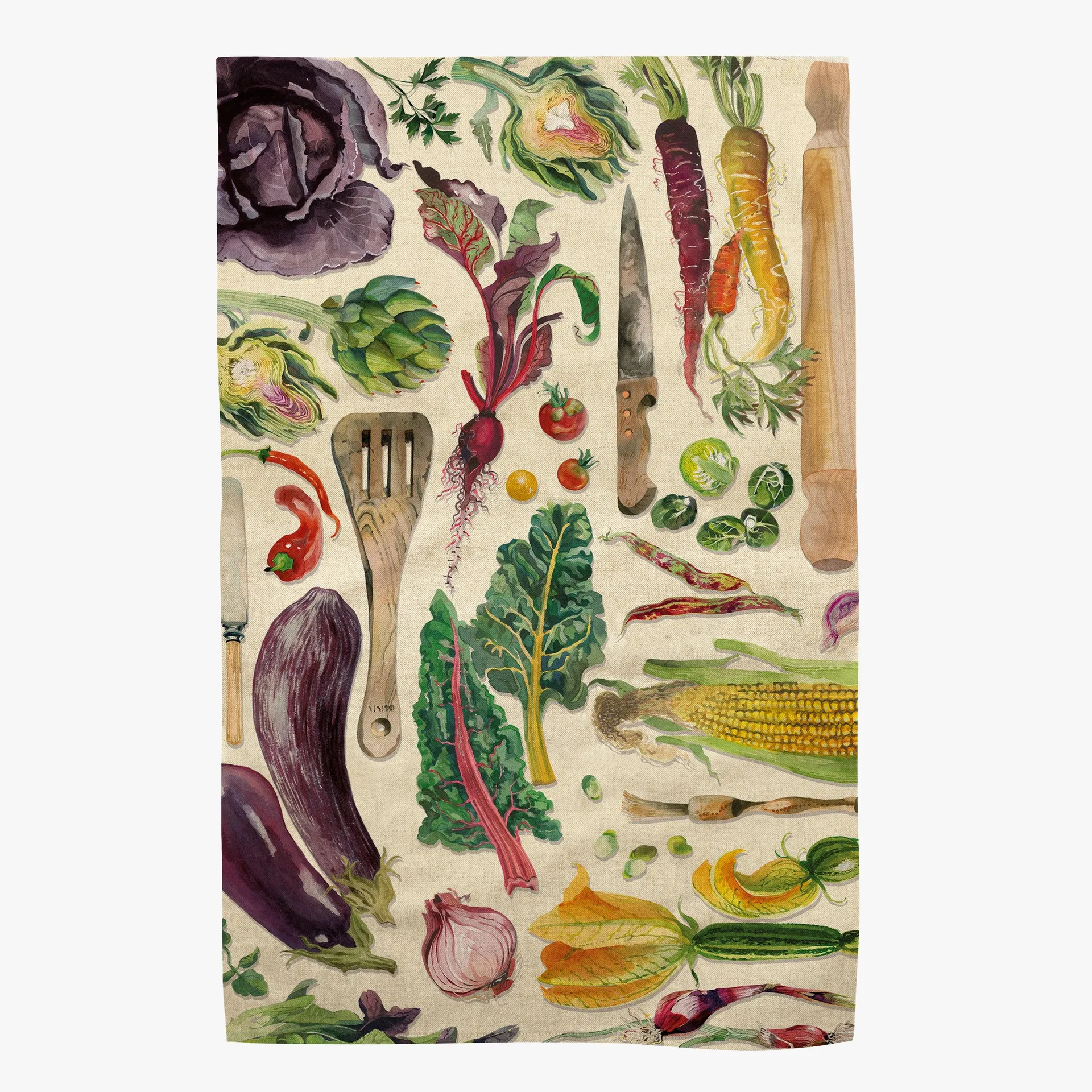 Vegetable Garden Linen Blend Tea Towel