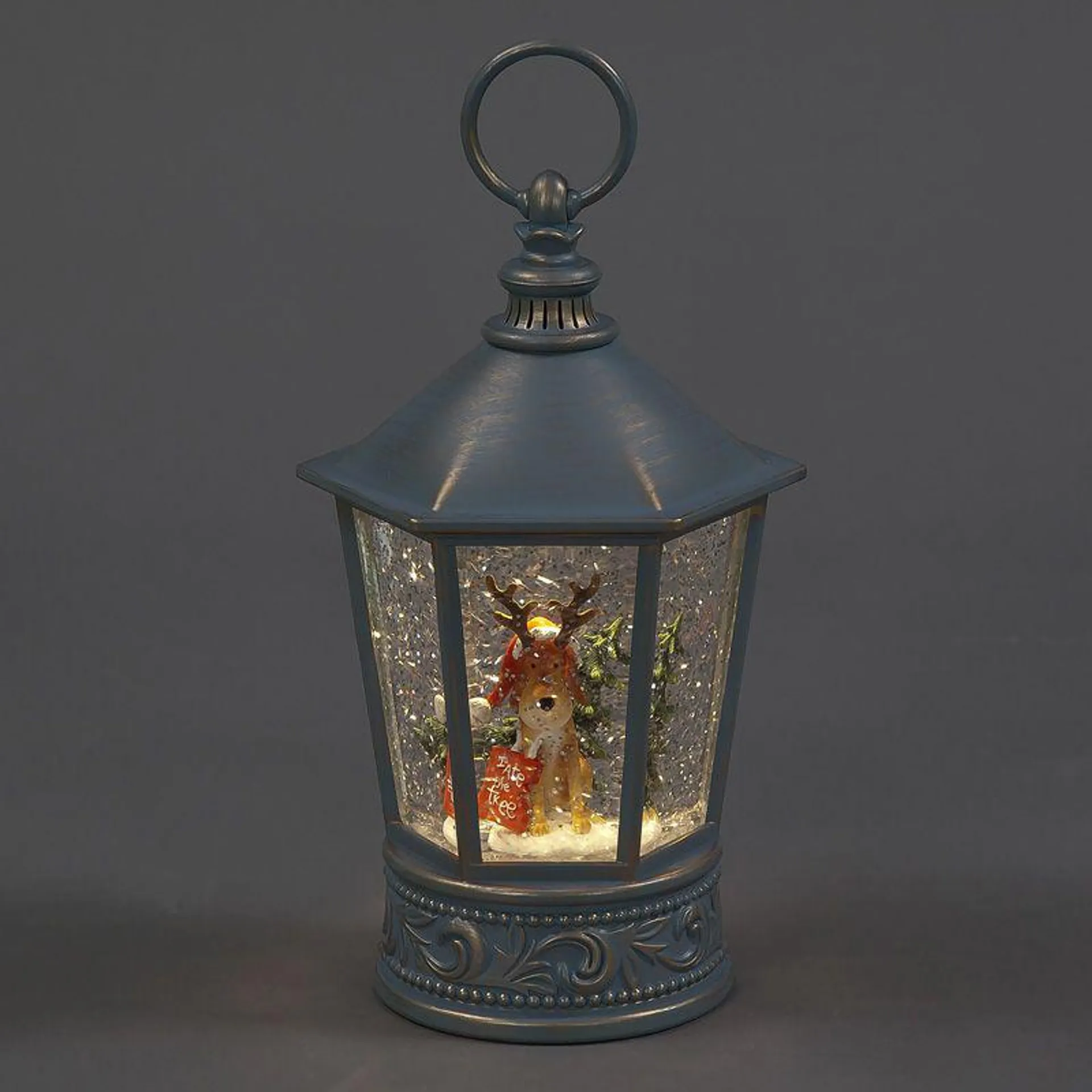 Battery Operated 26cm Water Lantern with Christmas Dog and Sign
