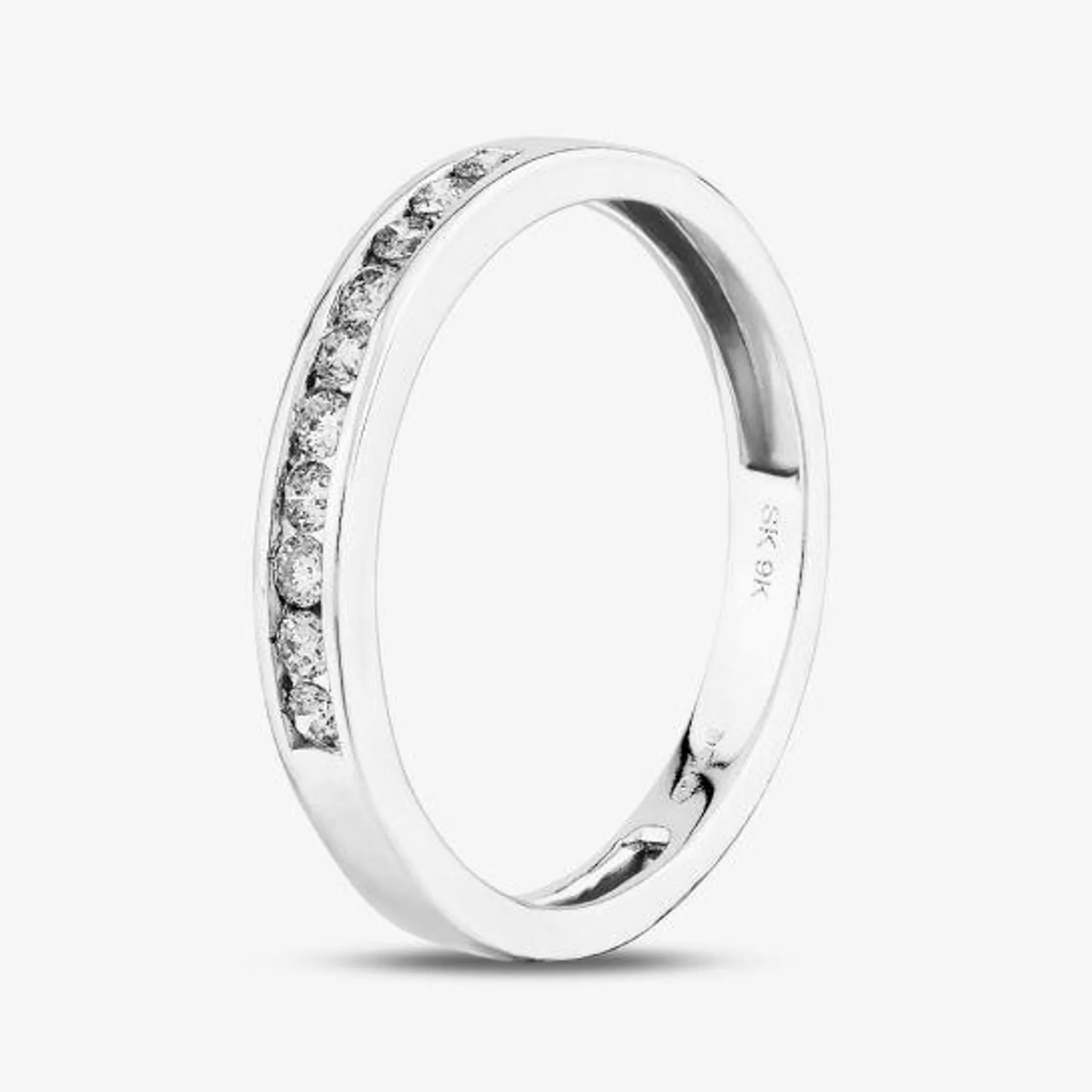 9ct White Gold 0.20ct Diamond Channel Set Half Eternity Ring THR20962-20