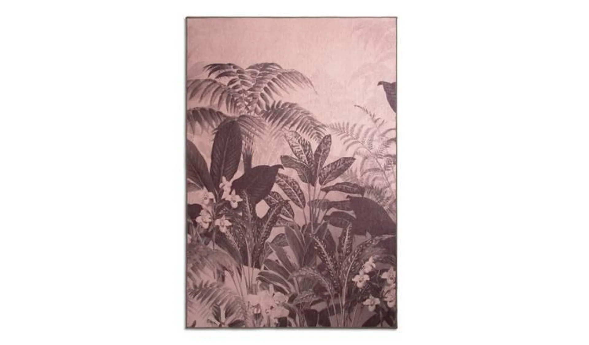 Habitat Floral Print Velvet Flat Rug -Blush Pink - 120X170cm