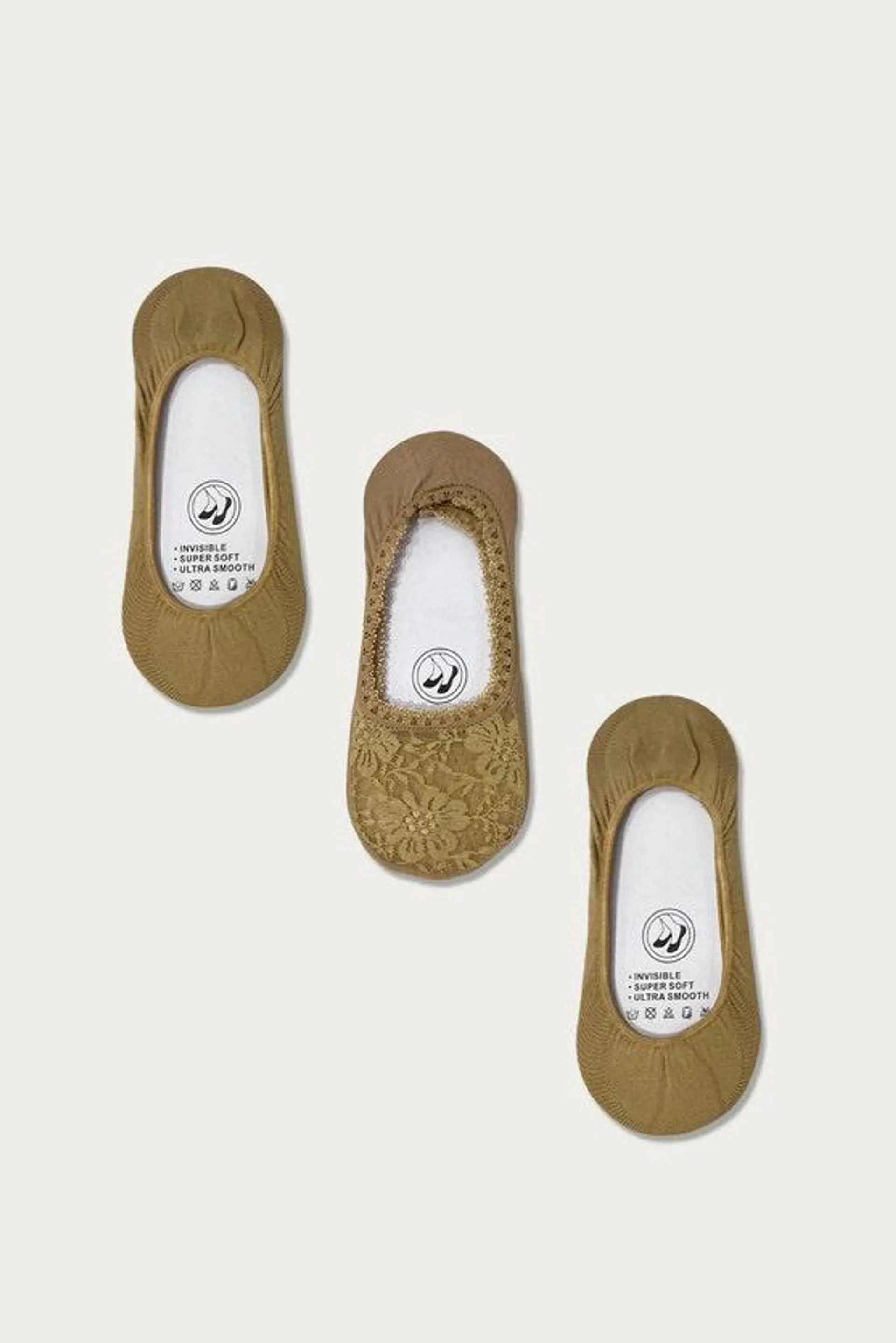 Natural 3 Pack Footlets