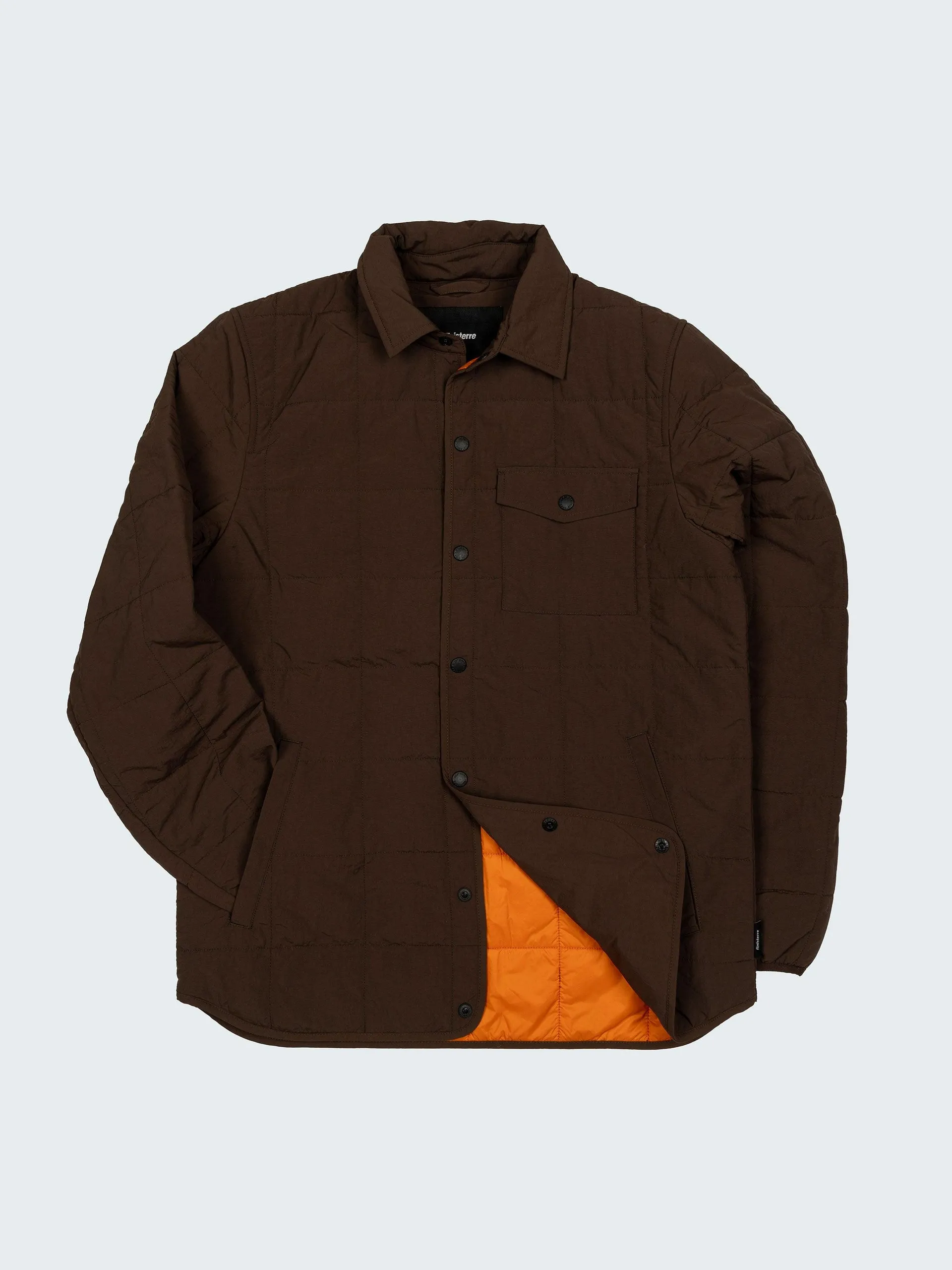 Recycled lightweight insulated shirt in seal brown