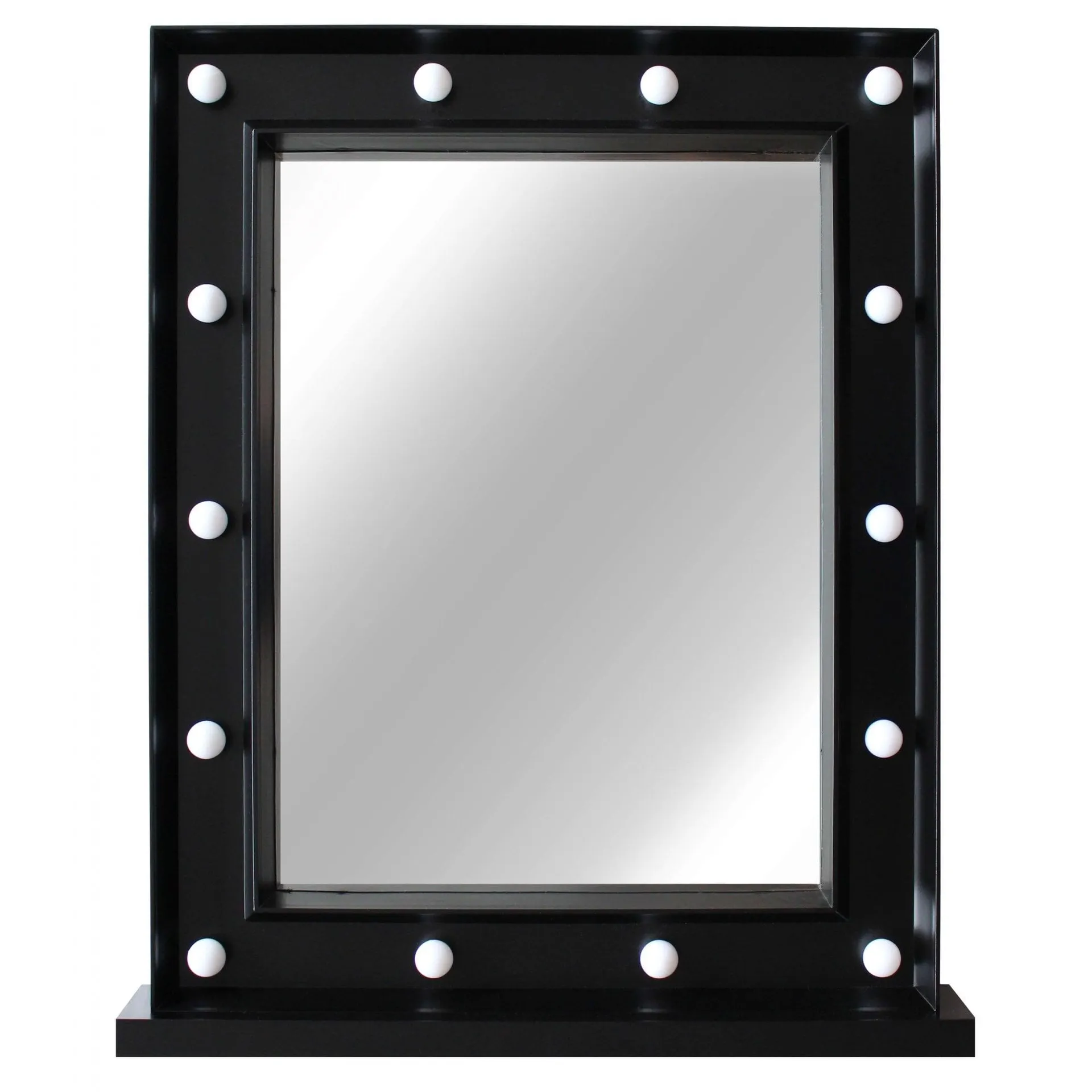 Lewis's Cosmetic Hollywood Mirror with Lights 40x50cm - Black