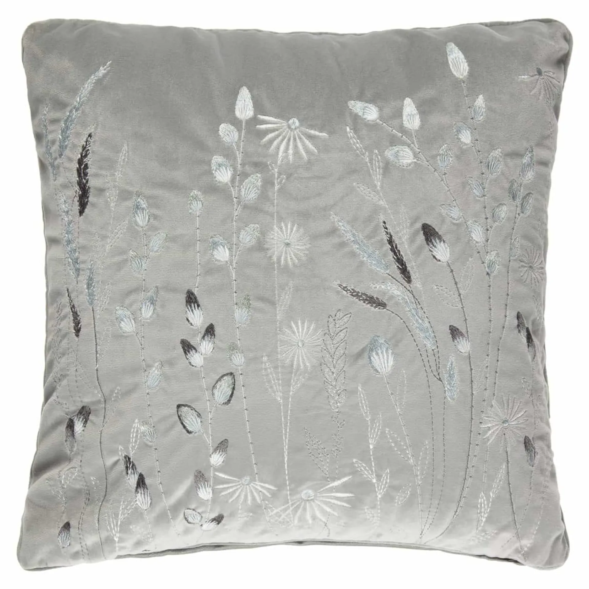 Grey Willow Embroidered Cushion With Pipe